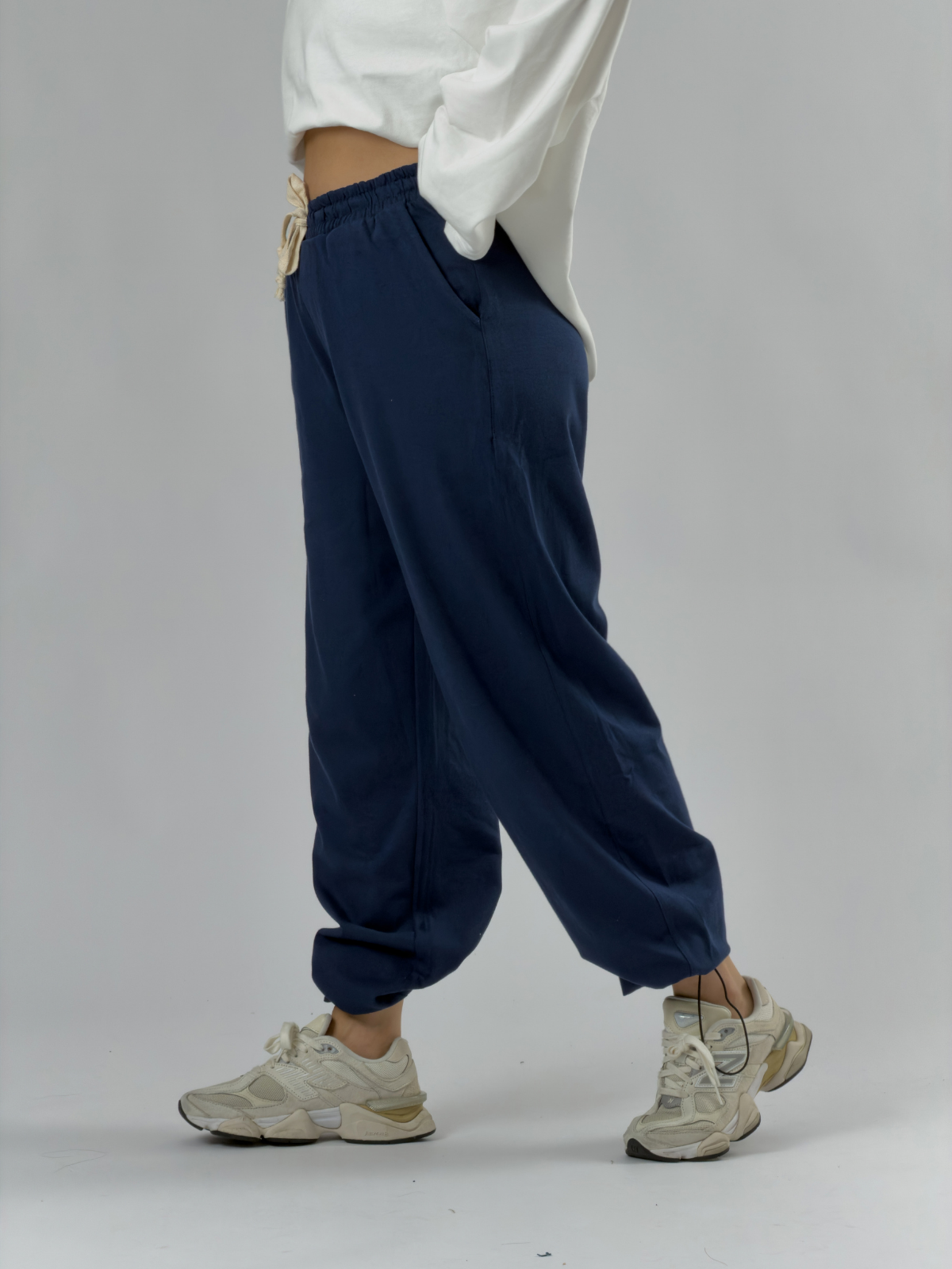 Paça Ayarlamalı Regular Lacivert Kadın Jogger Pantolon COC3484