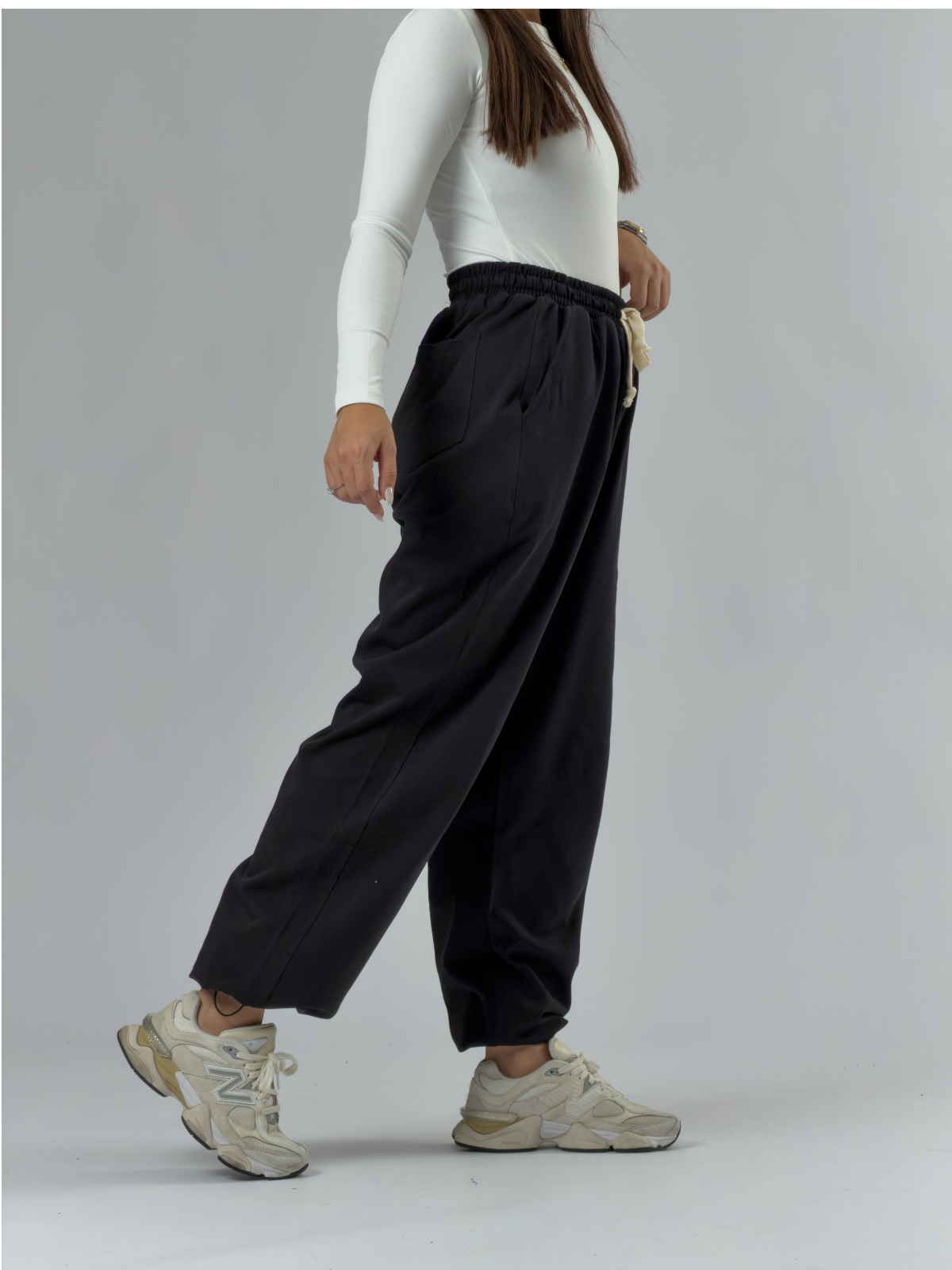 Paça Ayarlamalı Regular Siyah Kadın Jogger Pantolon COC3487