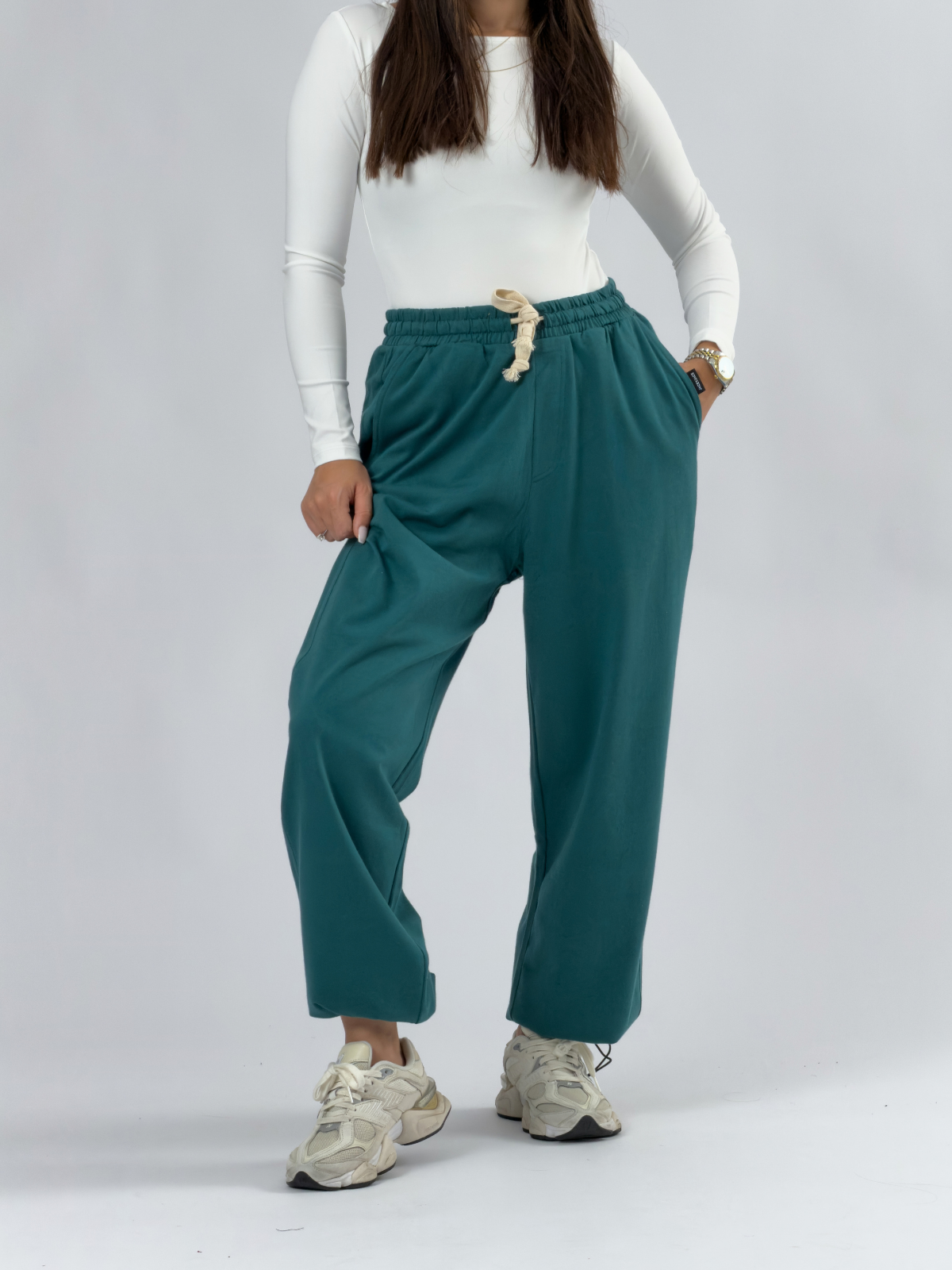 Paça Ayarlamalı Regular Yeşil Kadın Jogger Pantolon COC3485