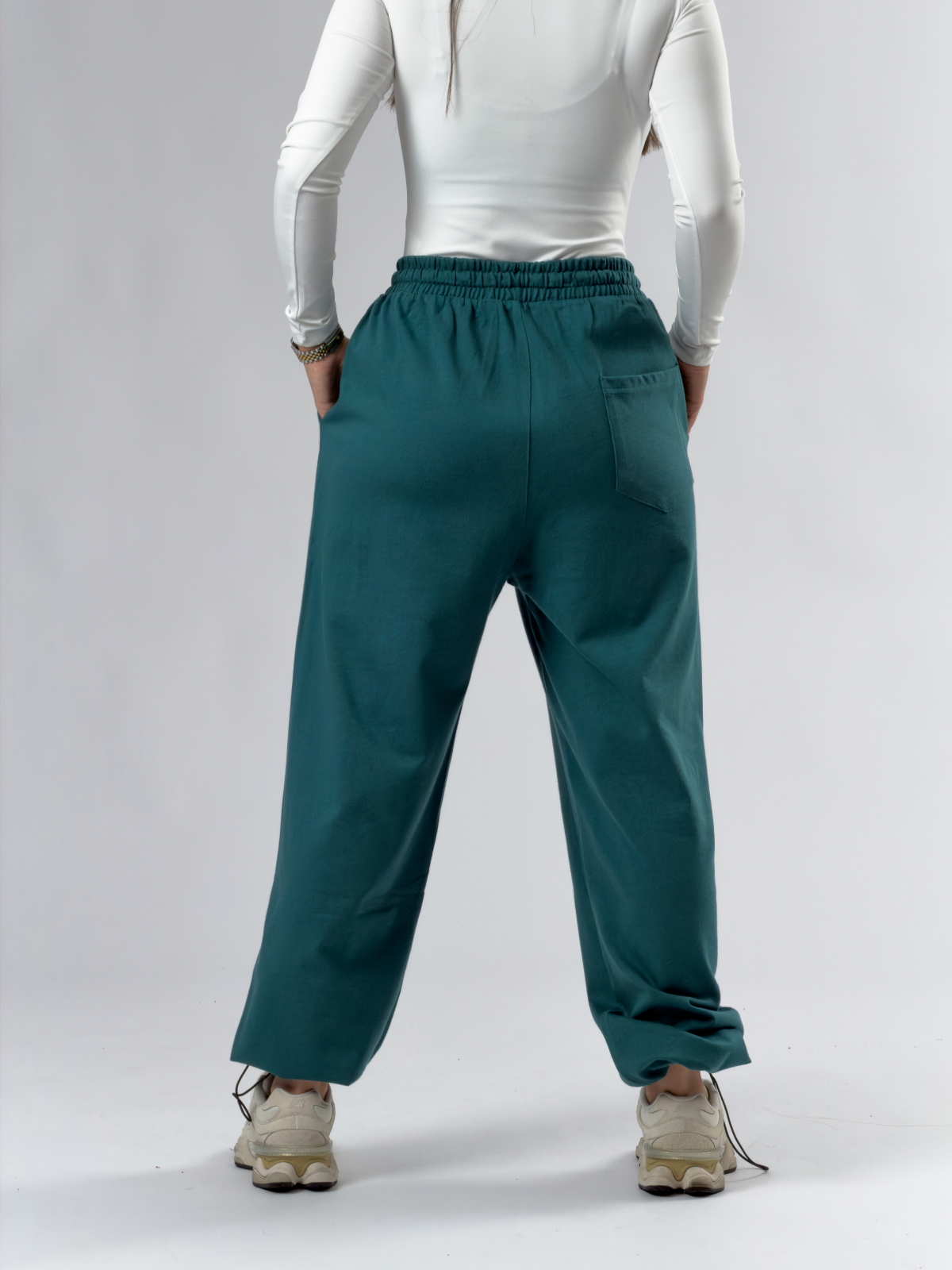 Paça Ayarlamalı Regular Yeşil Kadın Jogger Pantolon COC3485