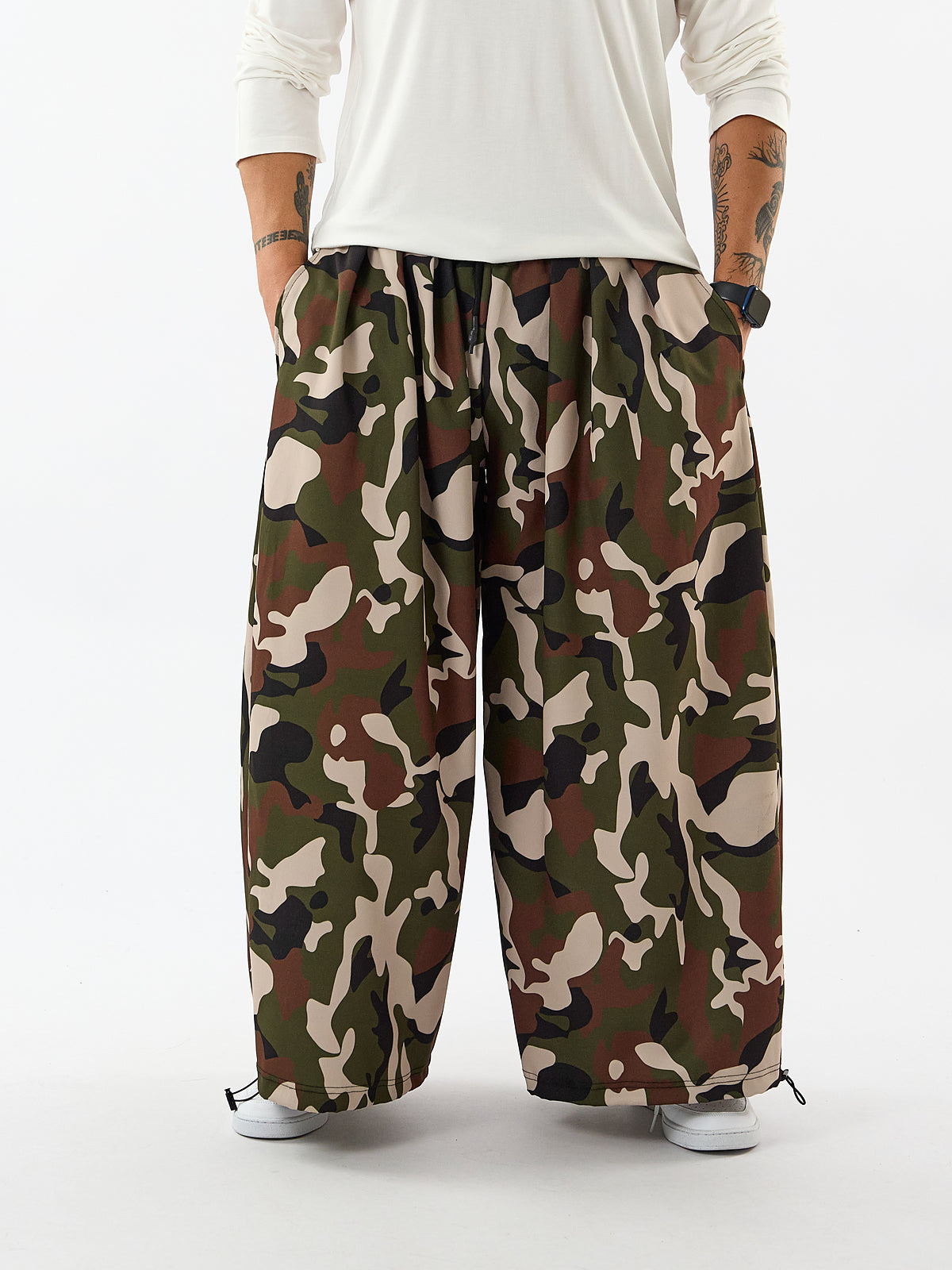 Paça Ayarlamalı Süper Oversize Kamuflaj Erkek Baggy Pantolon COC3603