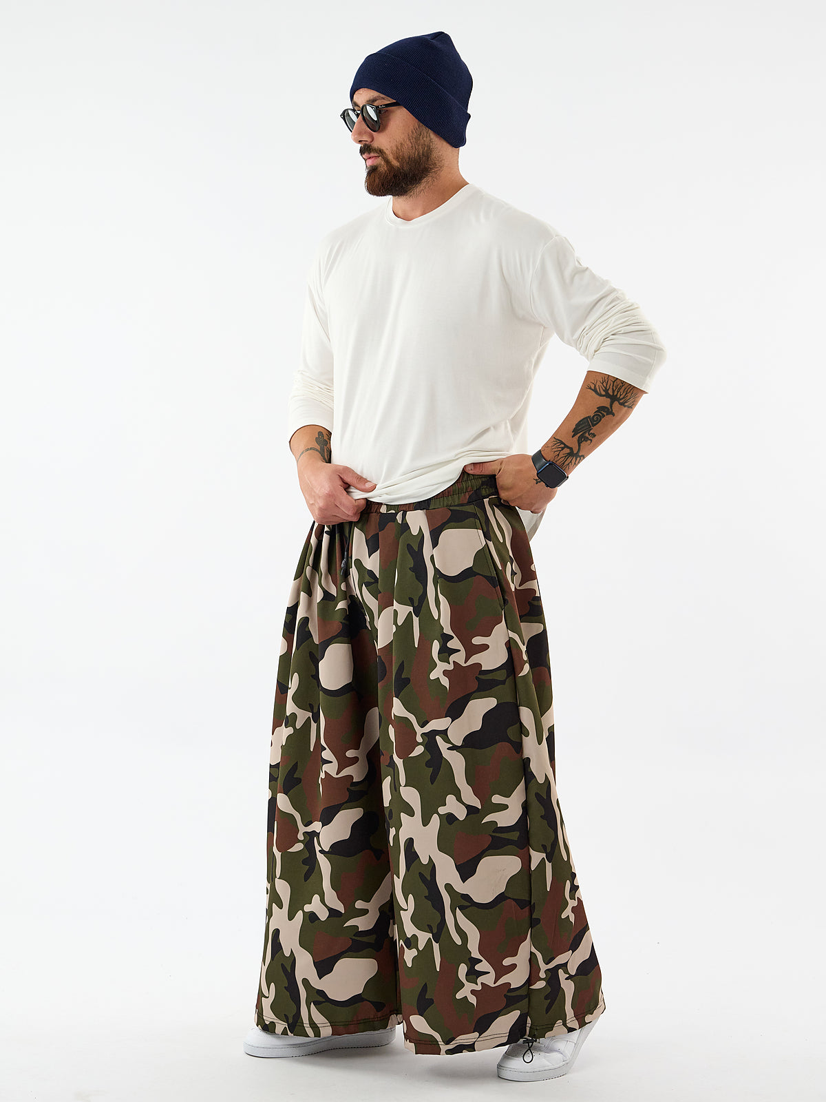 Paça Ayarlamalı Süper Oversize Kamuflaj Erkek Baggy Pantolon COC3603