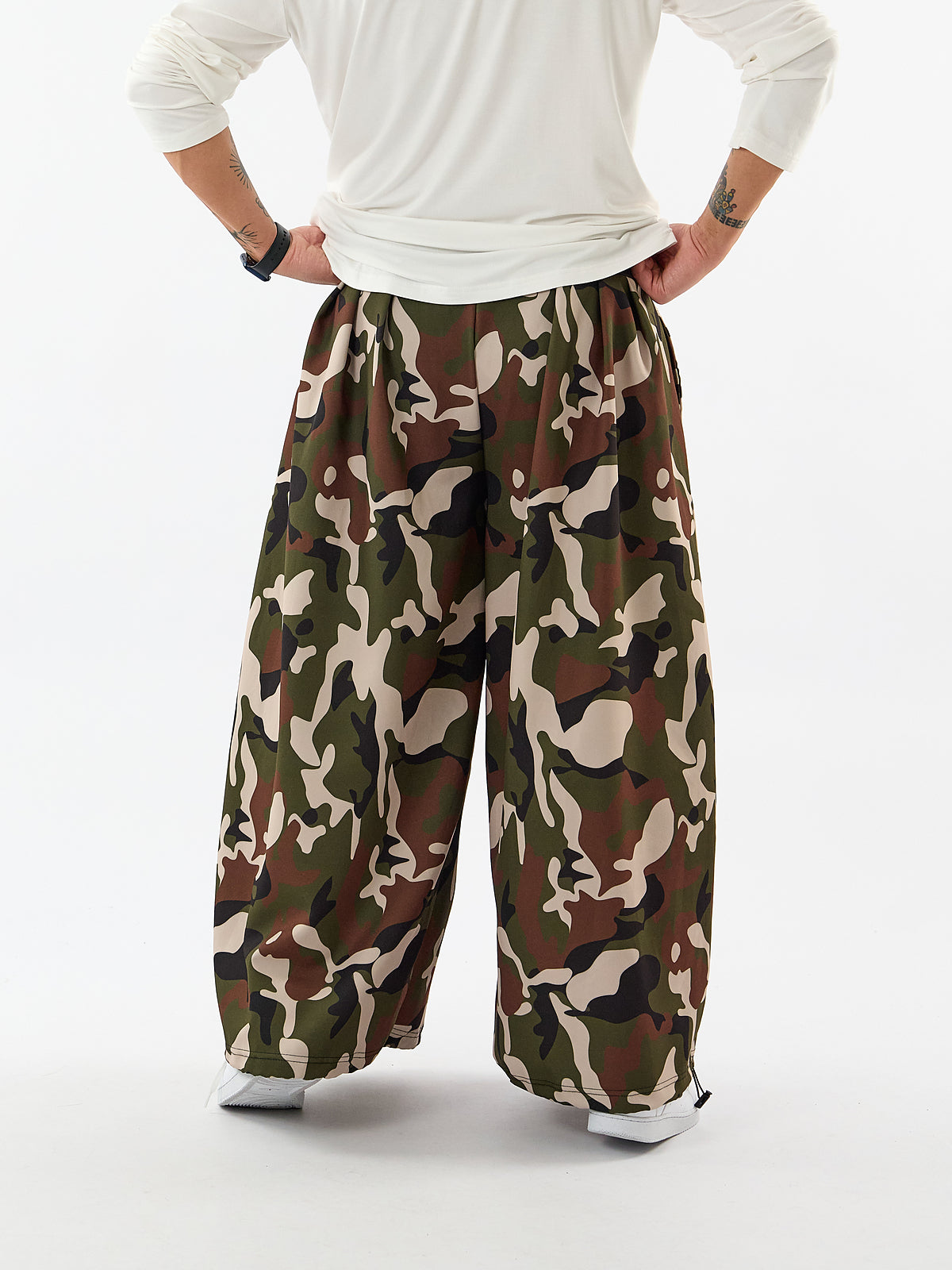 Paça Ayarlamalı Süper Oversize Kamuflaj Erkek Baggy Pantolon COC3603