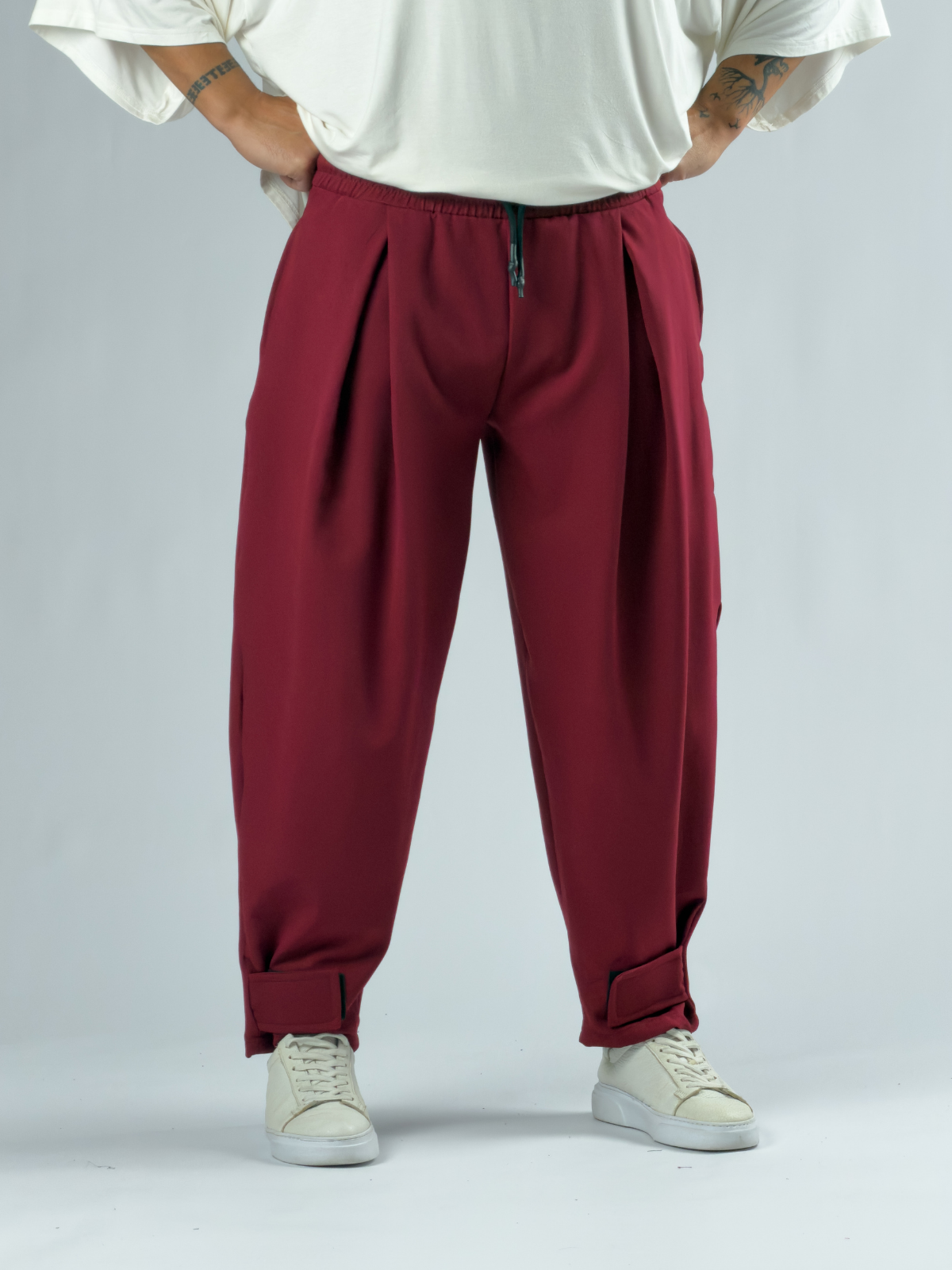 Paça Cırt Detaylı Bordo Erkek Baggy Pantolon COC3351