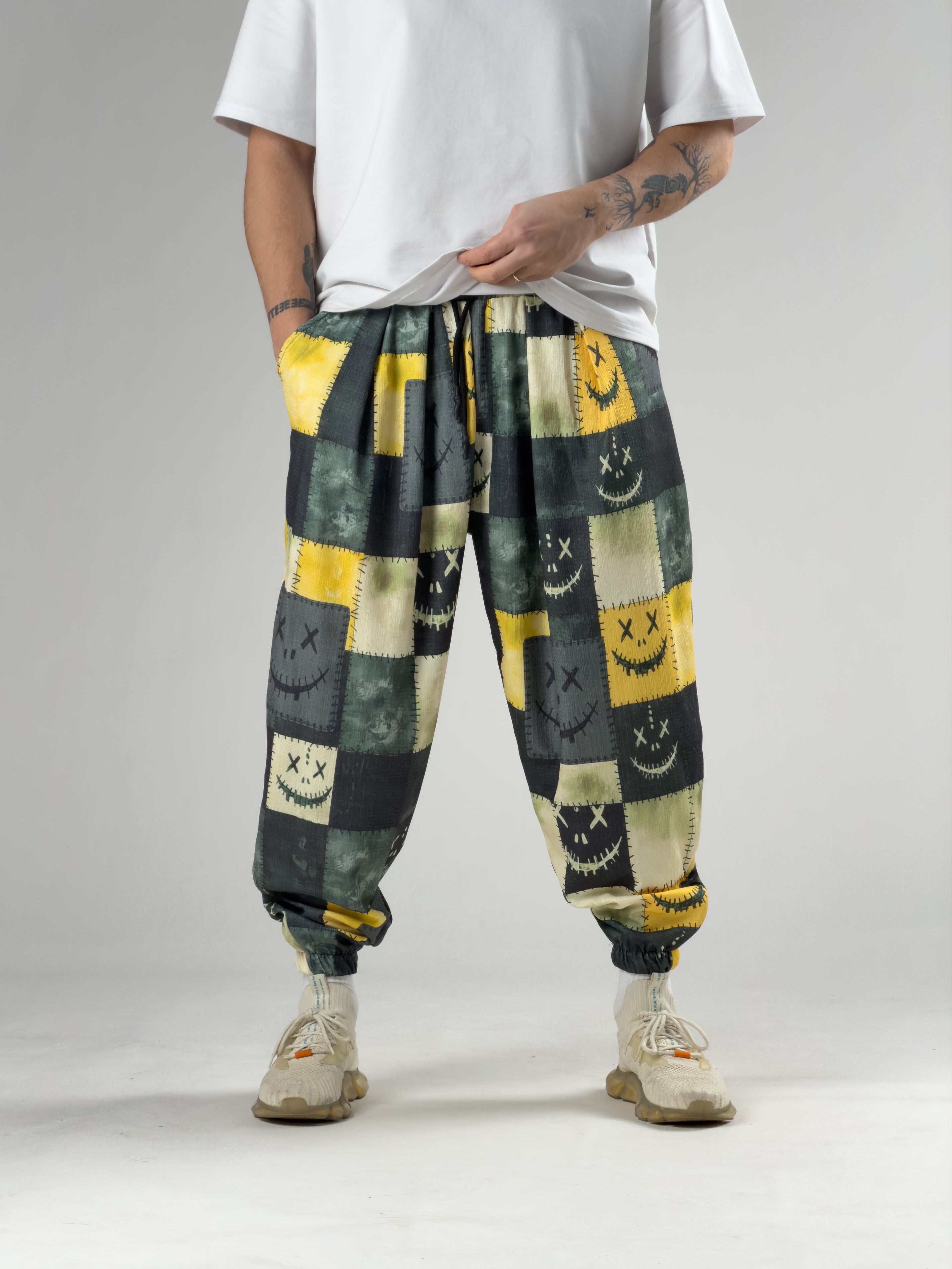 Patch Smile Sarı Erkek Pileli Şalvar Pantolon COC2934