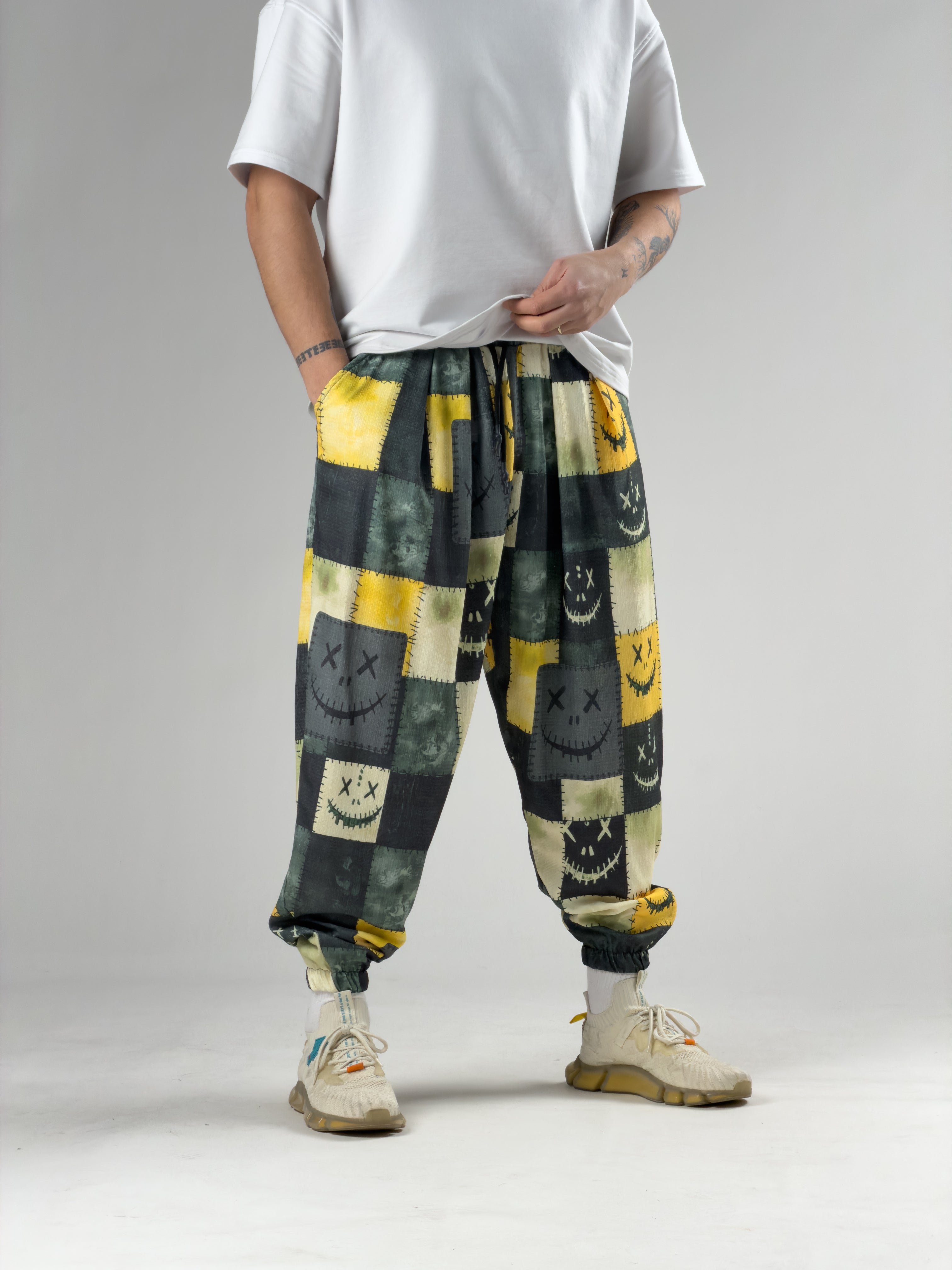 Patch Smile Sarı Erkek Pileli Şalvar Pantolon COC2934