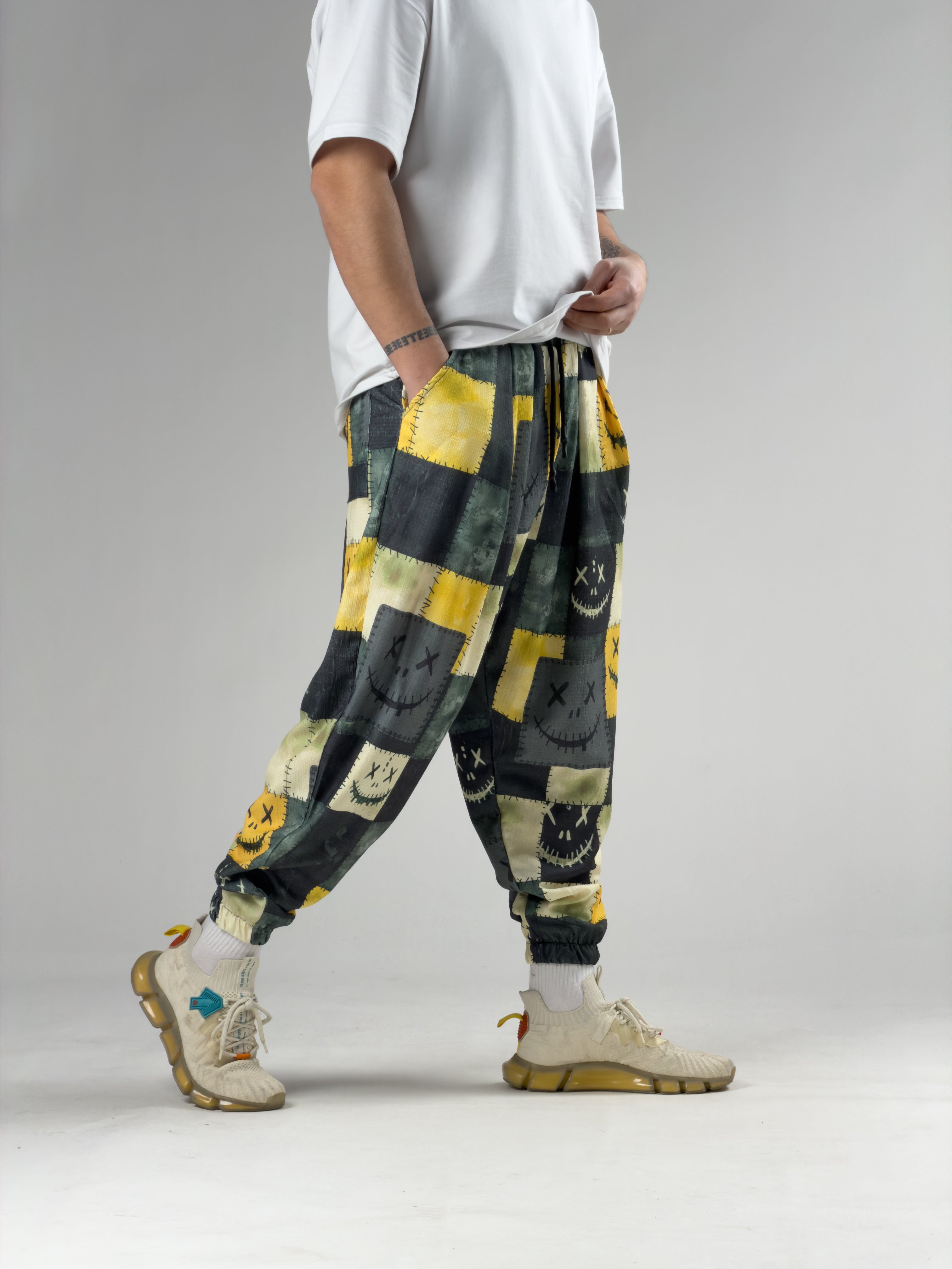 Patch Smile Sarı Erkek Pileli Şalvar Pantolon COC2934