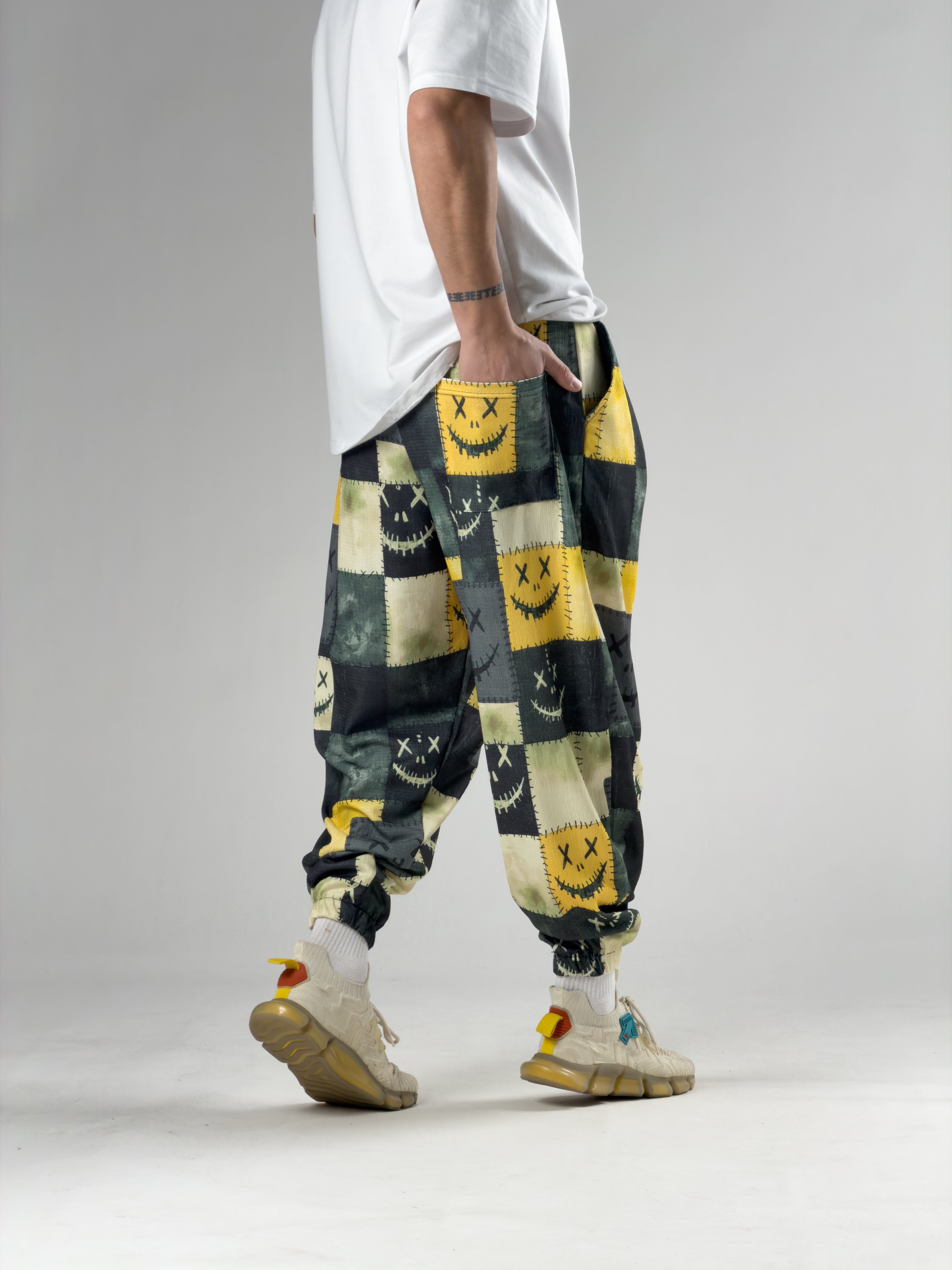 Patch Smile Sarı Erkek Pileli Şalvar Pantolon COC2934