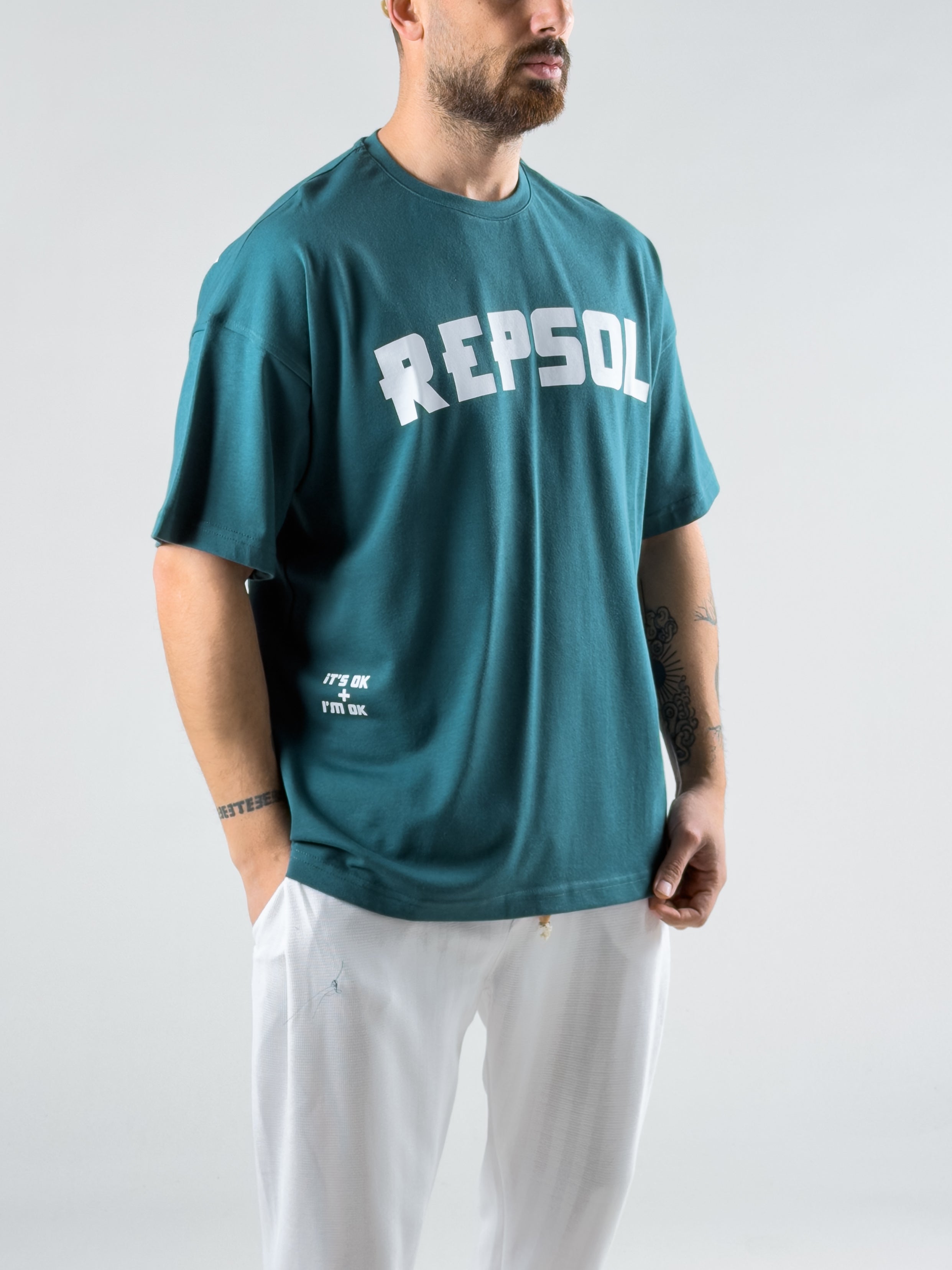 Petrol Yeşili Repsol Erkek T-Shirt COC3009