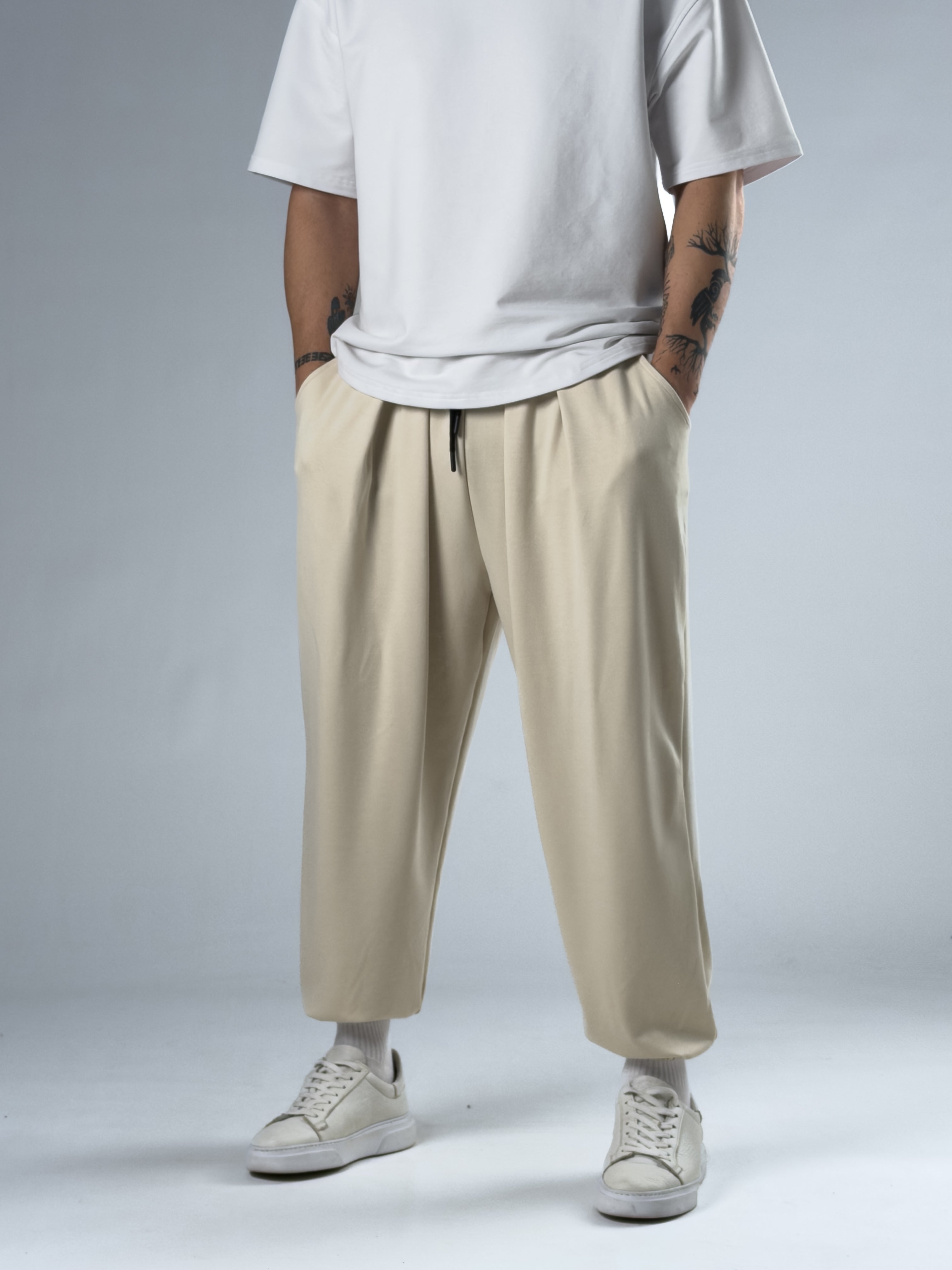 Pileli Bej Erkek Jogger Pantolon COC2854