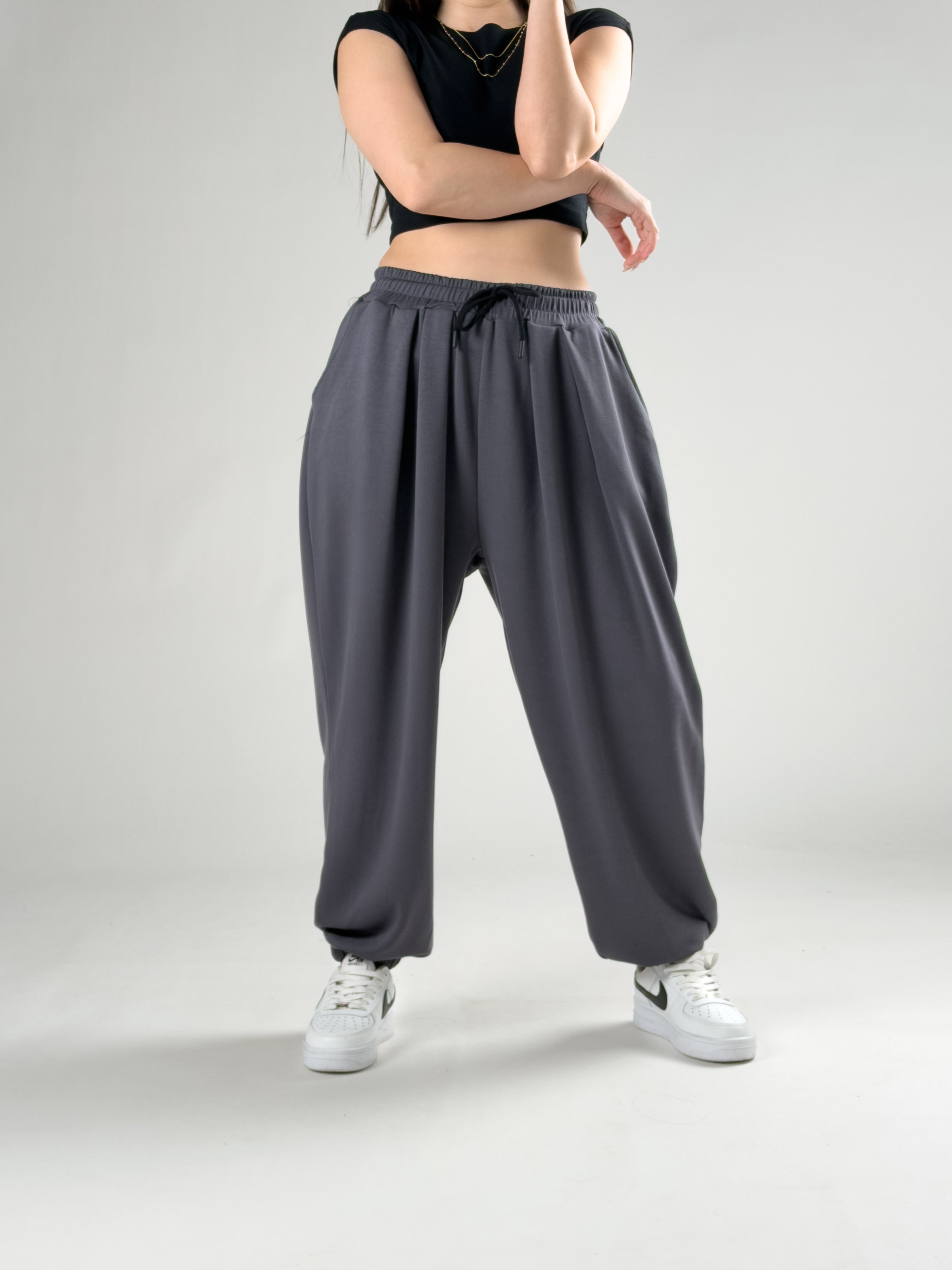Pileli Füme Kadın Jogger Pantolon COC2844