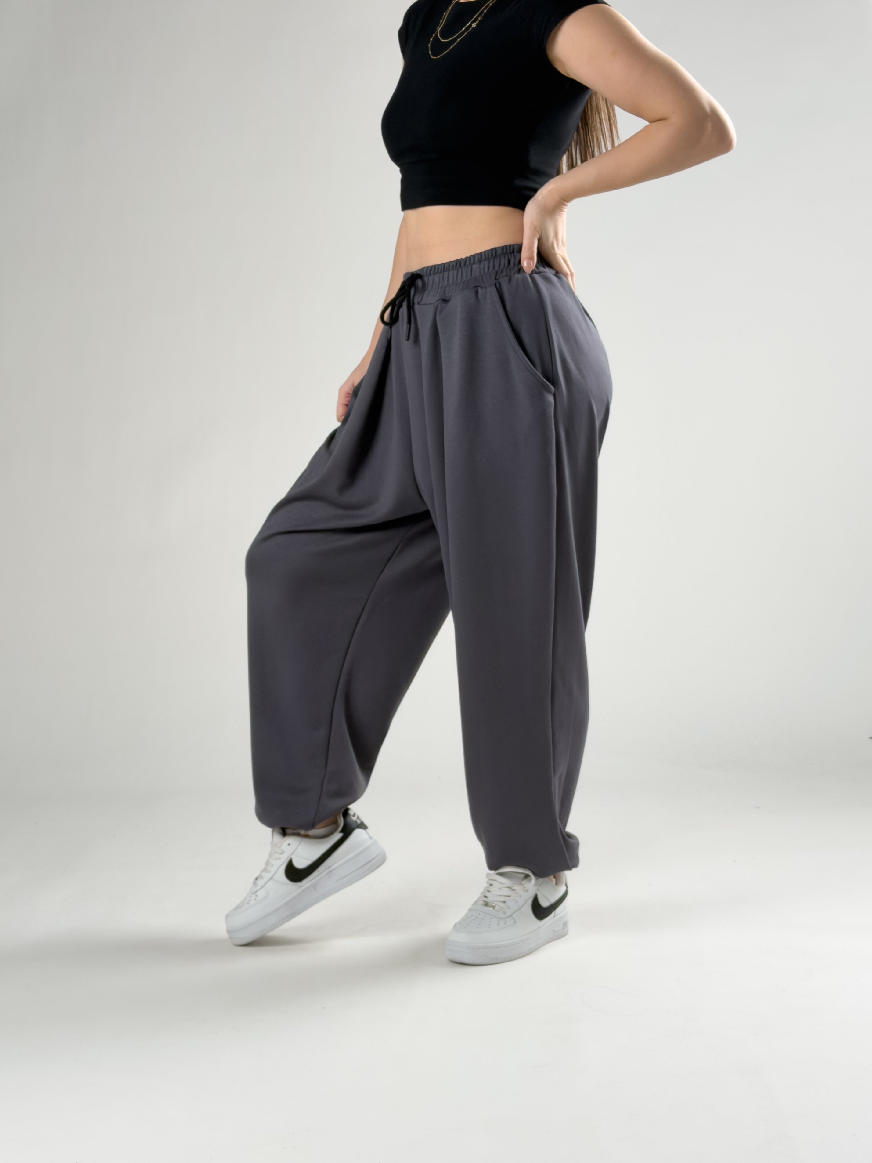 Pileli Füme Kadın Jogger Pantolon COC2844
