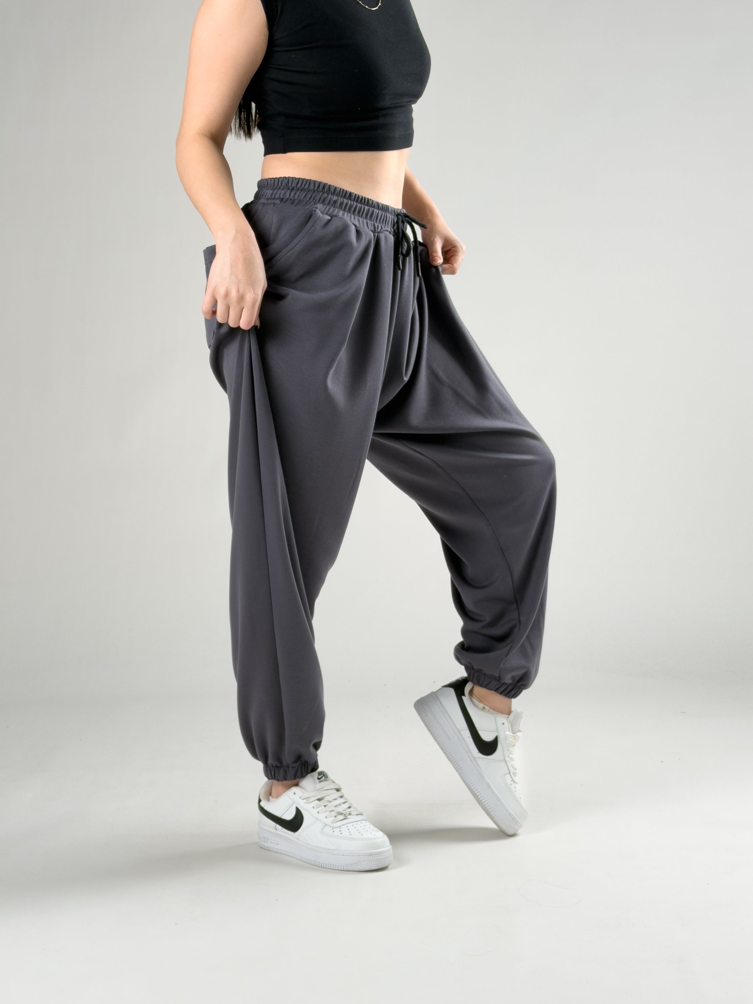 Pileli Füme Kadın Jogger Pantolon COC2844