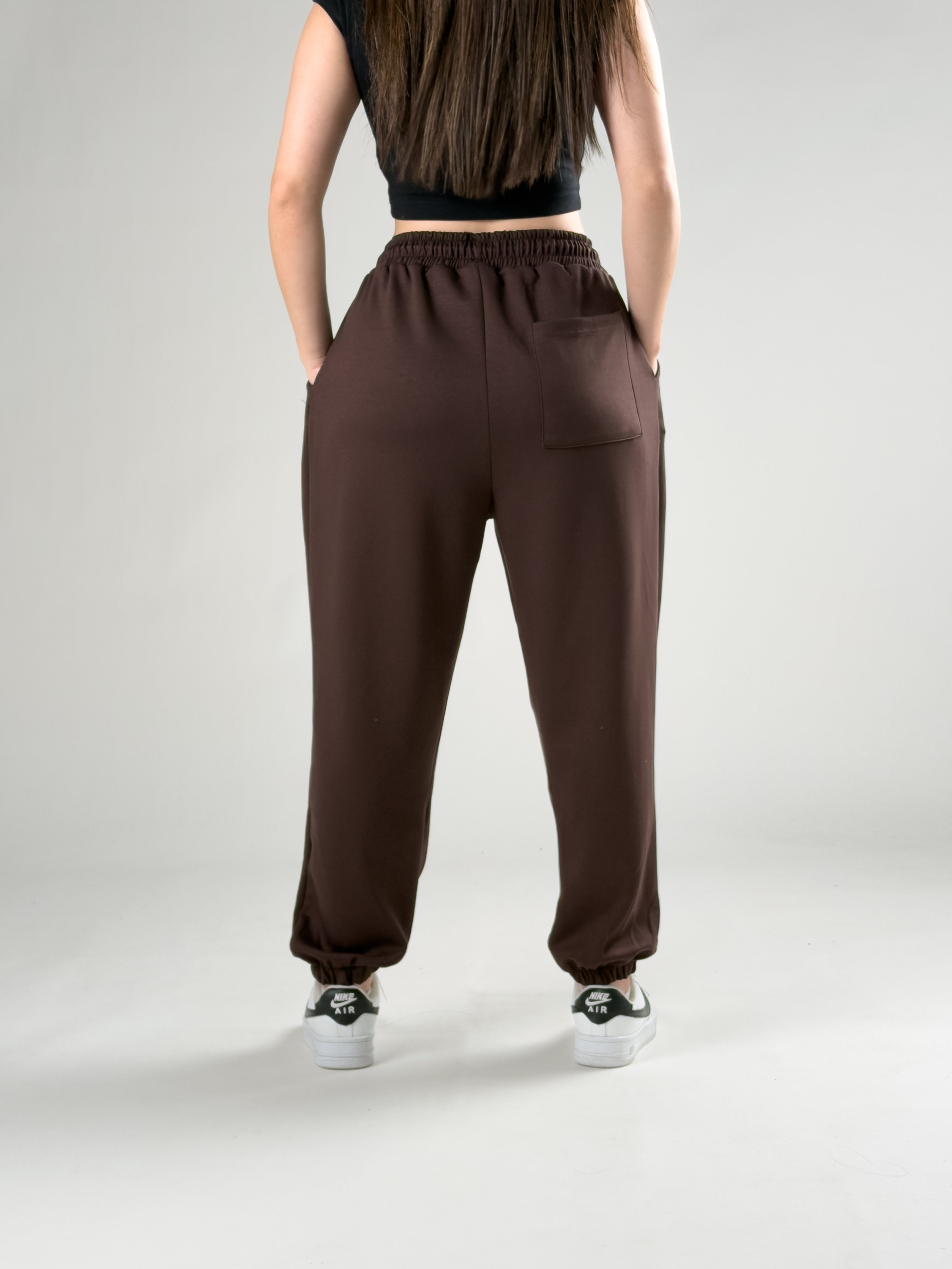 Pileli Kahve Kadın Jogger Pantolon COC2848