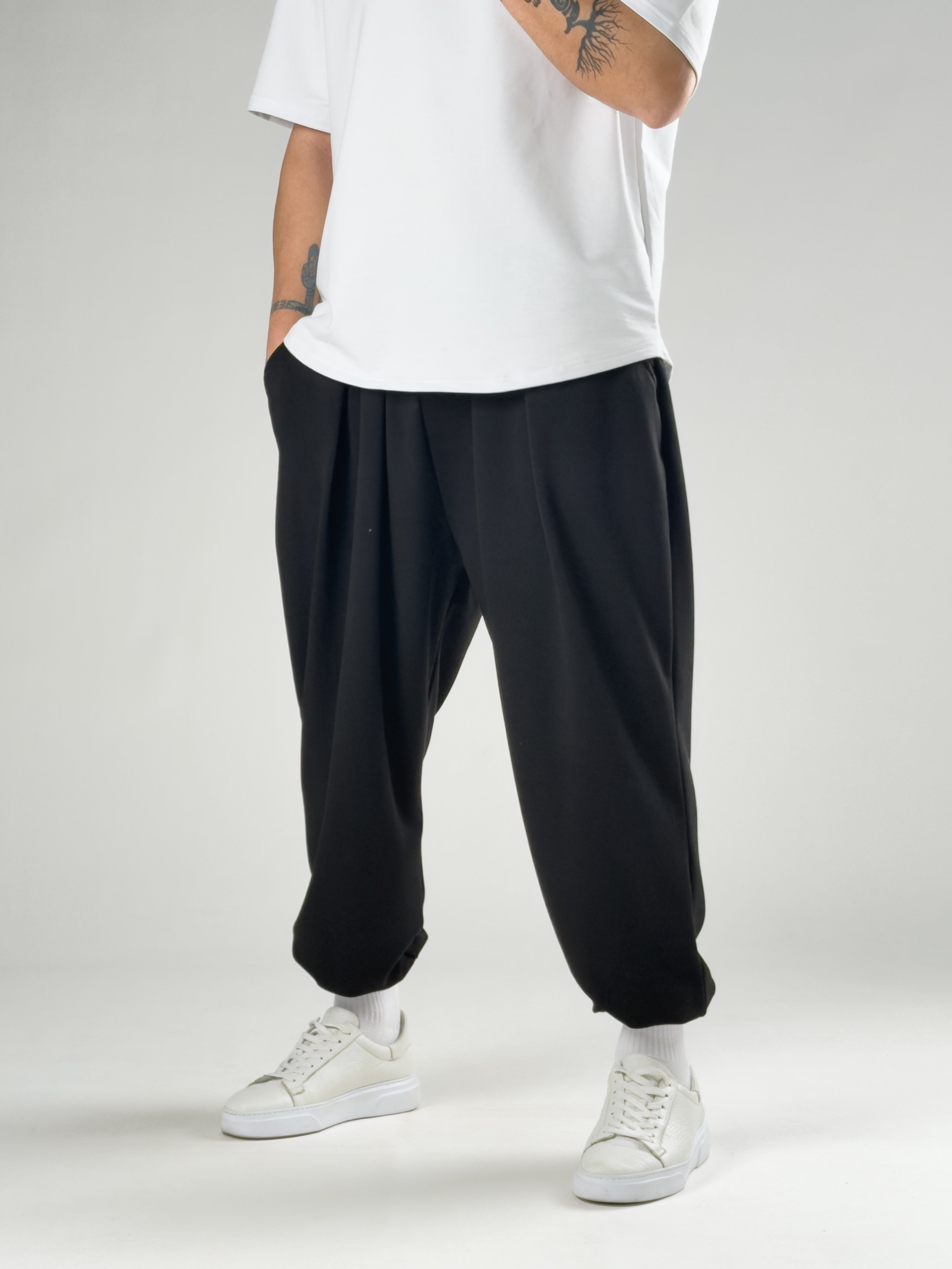 Pileli Siyah Erkek Jogger Pantolon COC2858