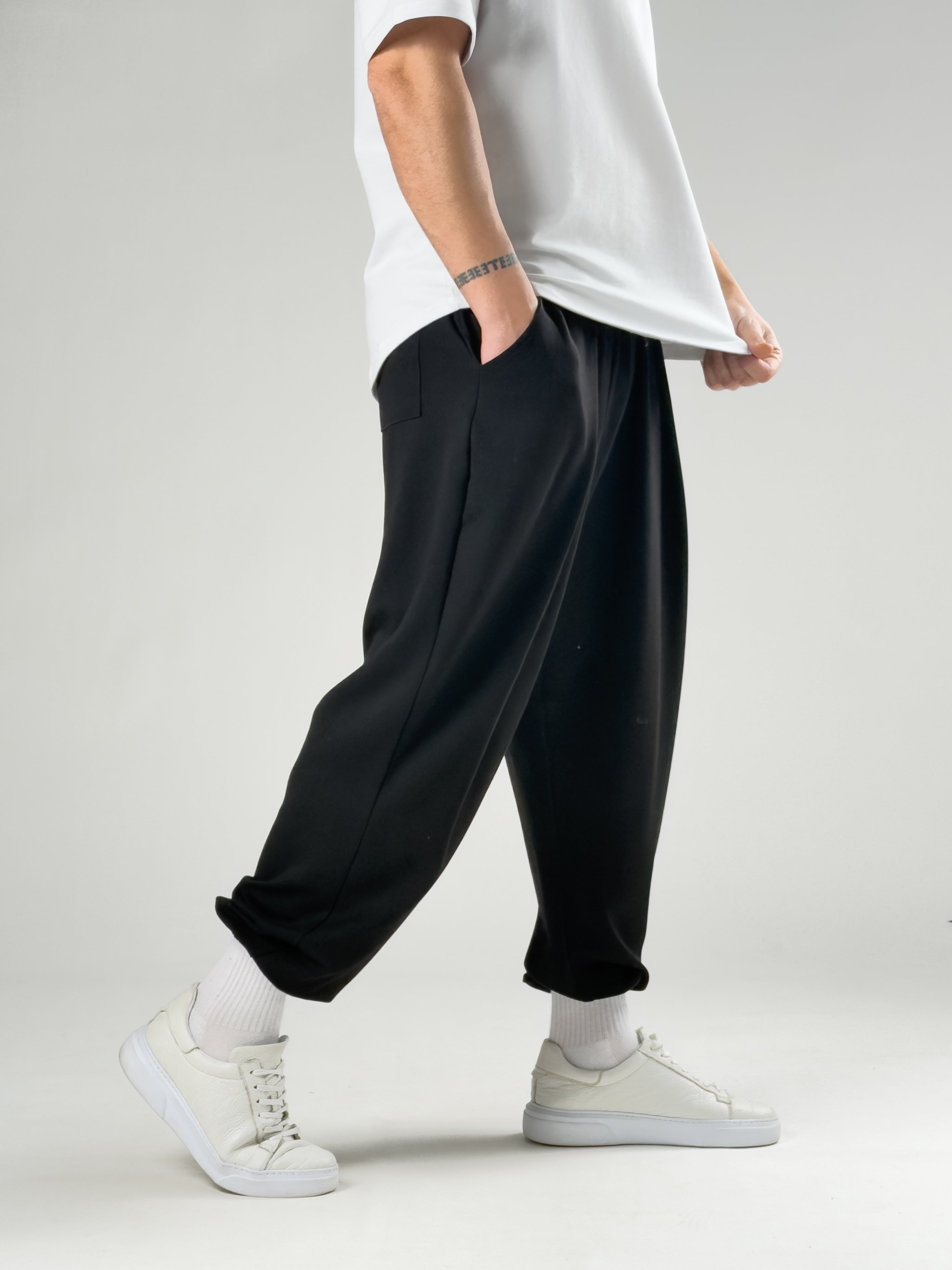 Pileli Siyah Erkek Jogger Pantolon COC2858