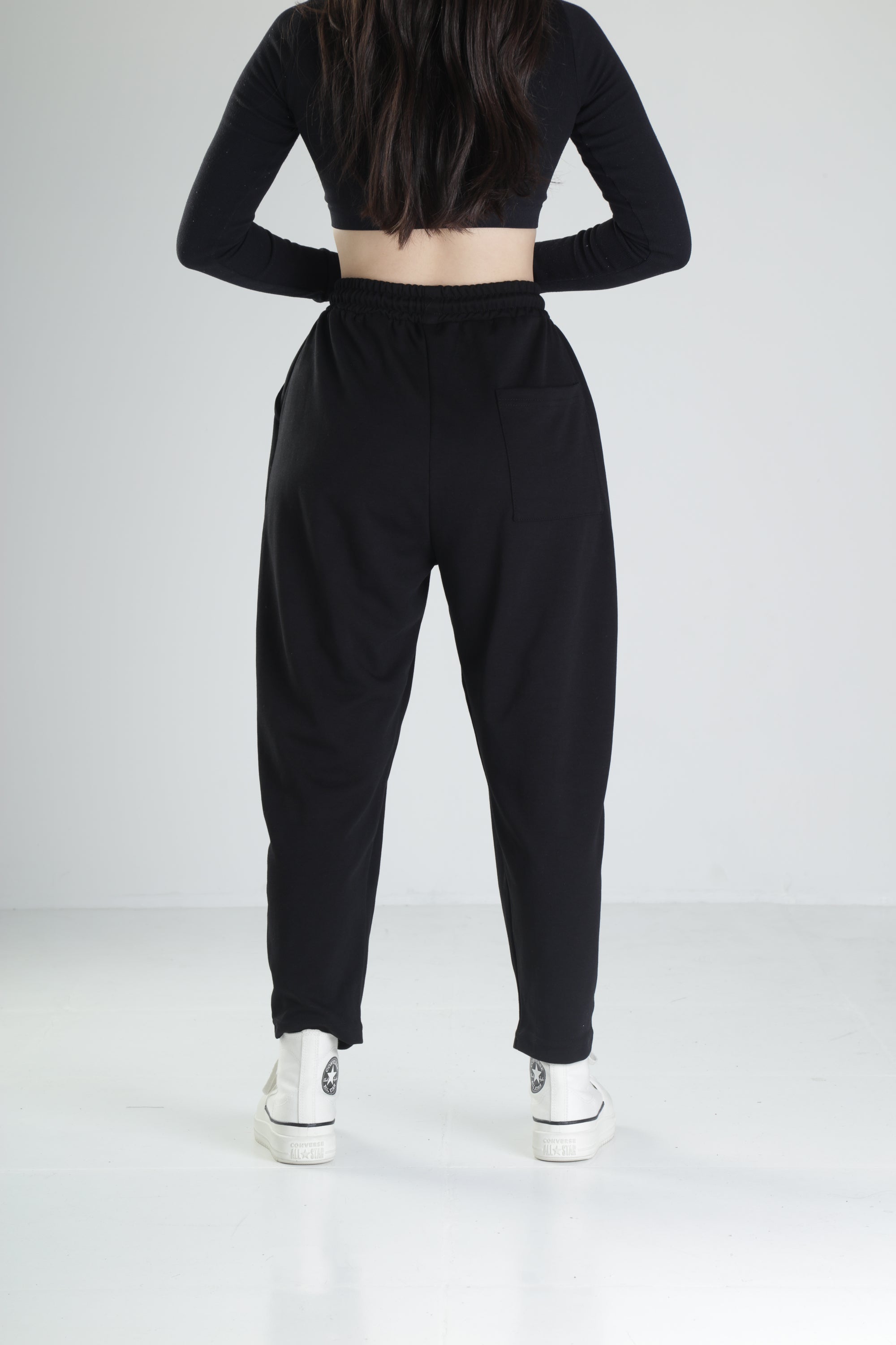 Pileli Siyah Jogger Pantolon COC2094