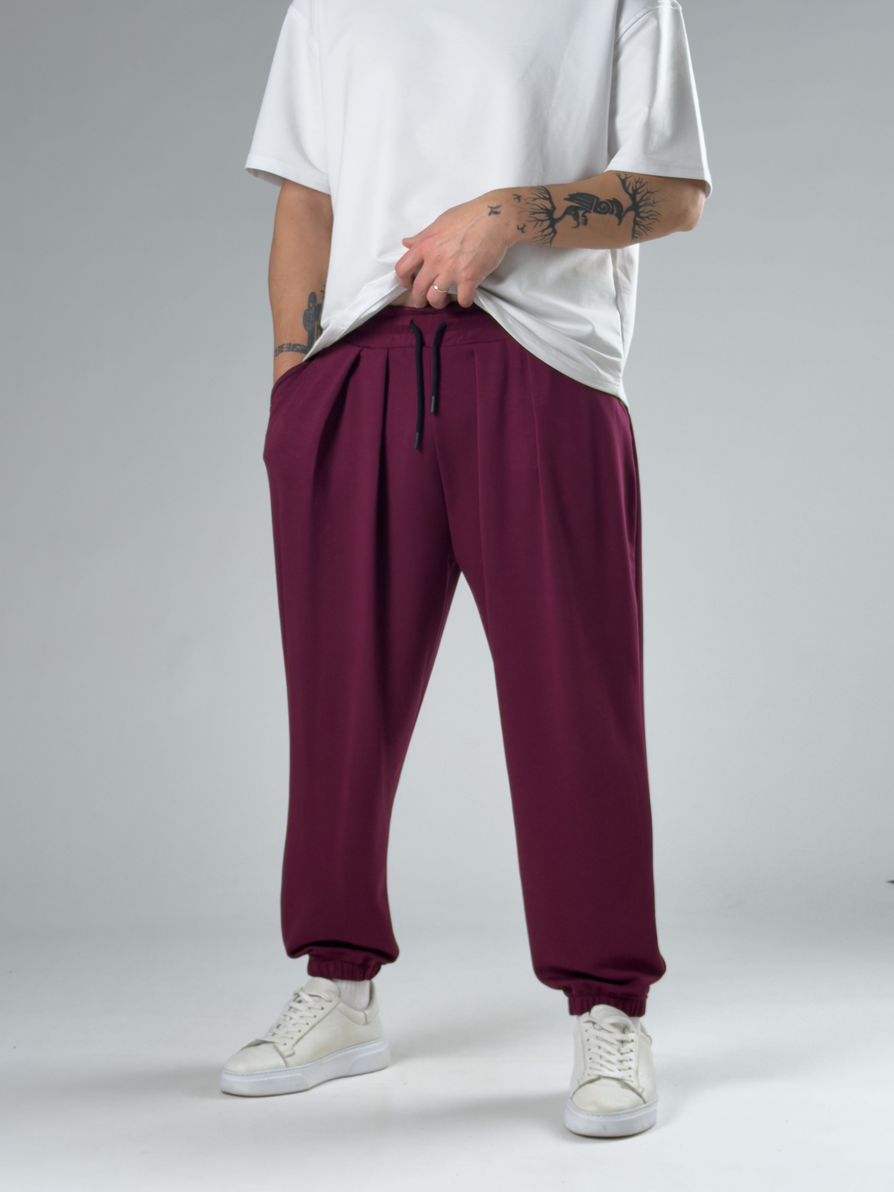 Pileli Vişne Erkek Jogger Pantolon COC2859