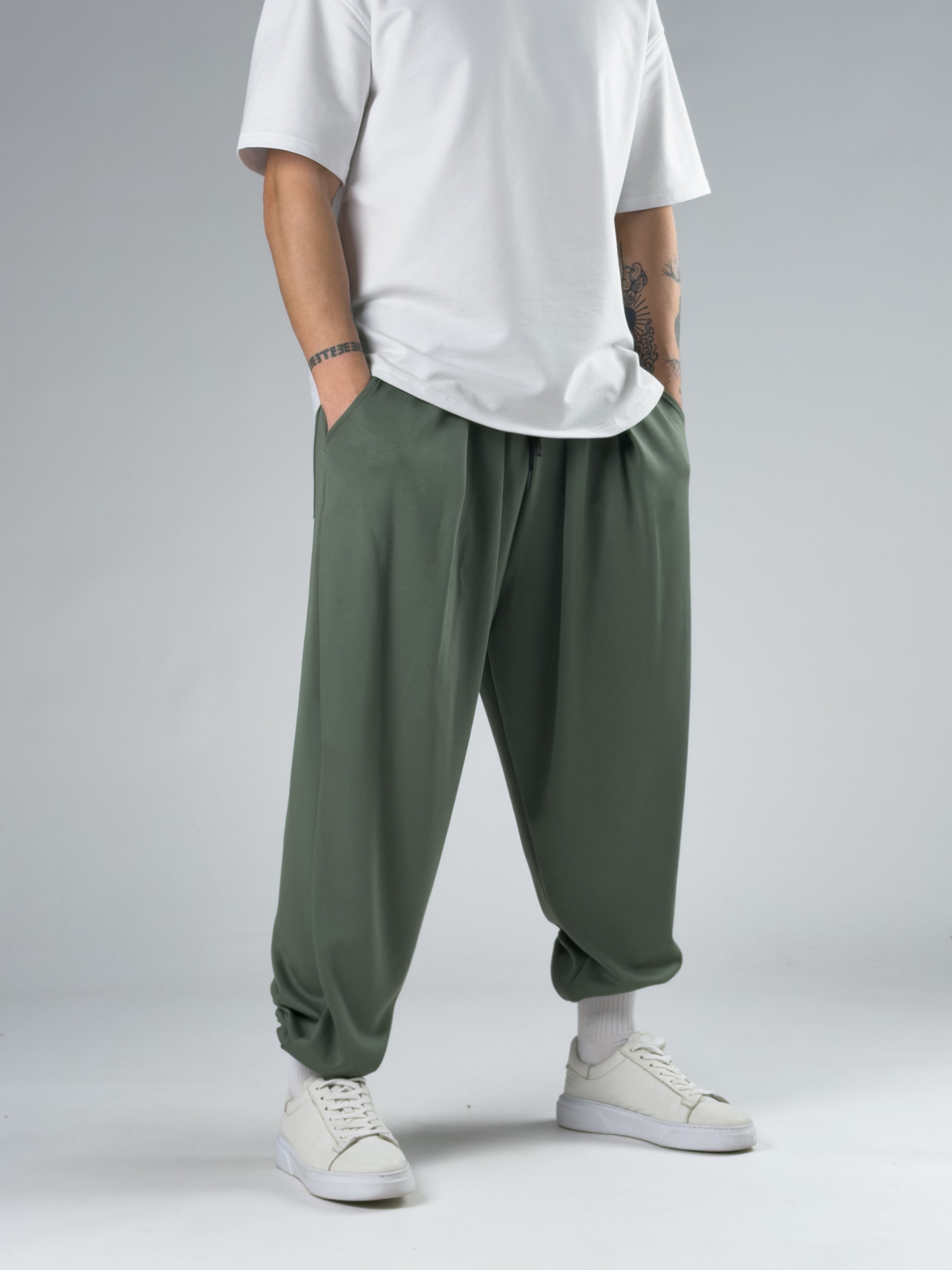 Pileli Yeşil Erkek Jogger Pantolon COC2860