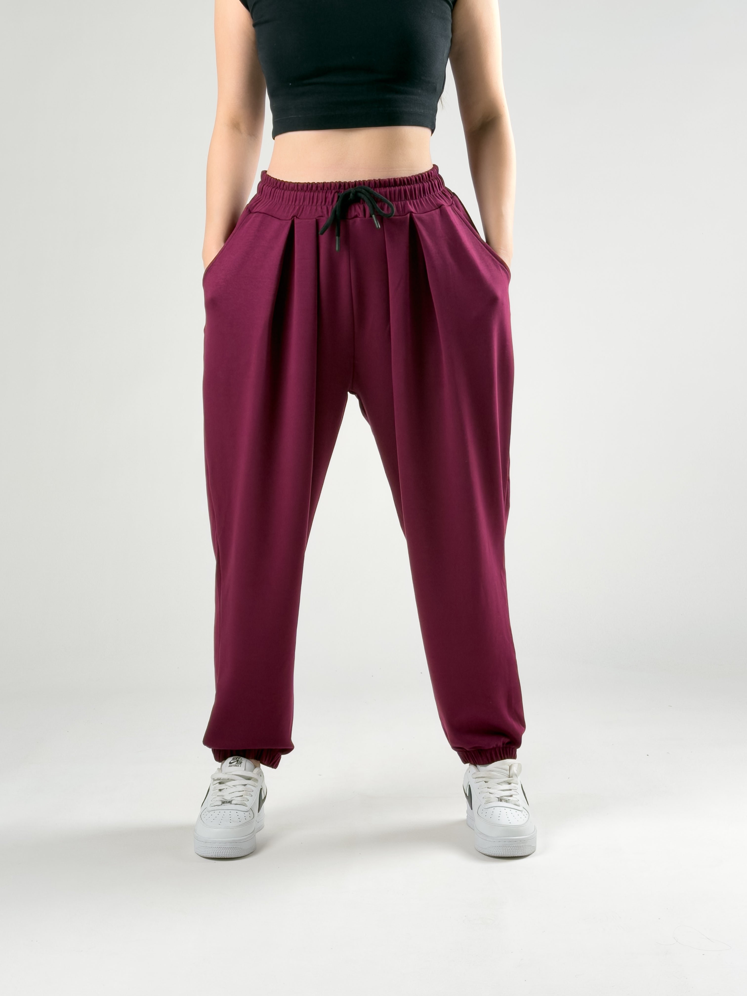 Pileli Vişne Kadın Jogger Pantolon COC2847