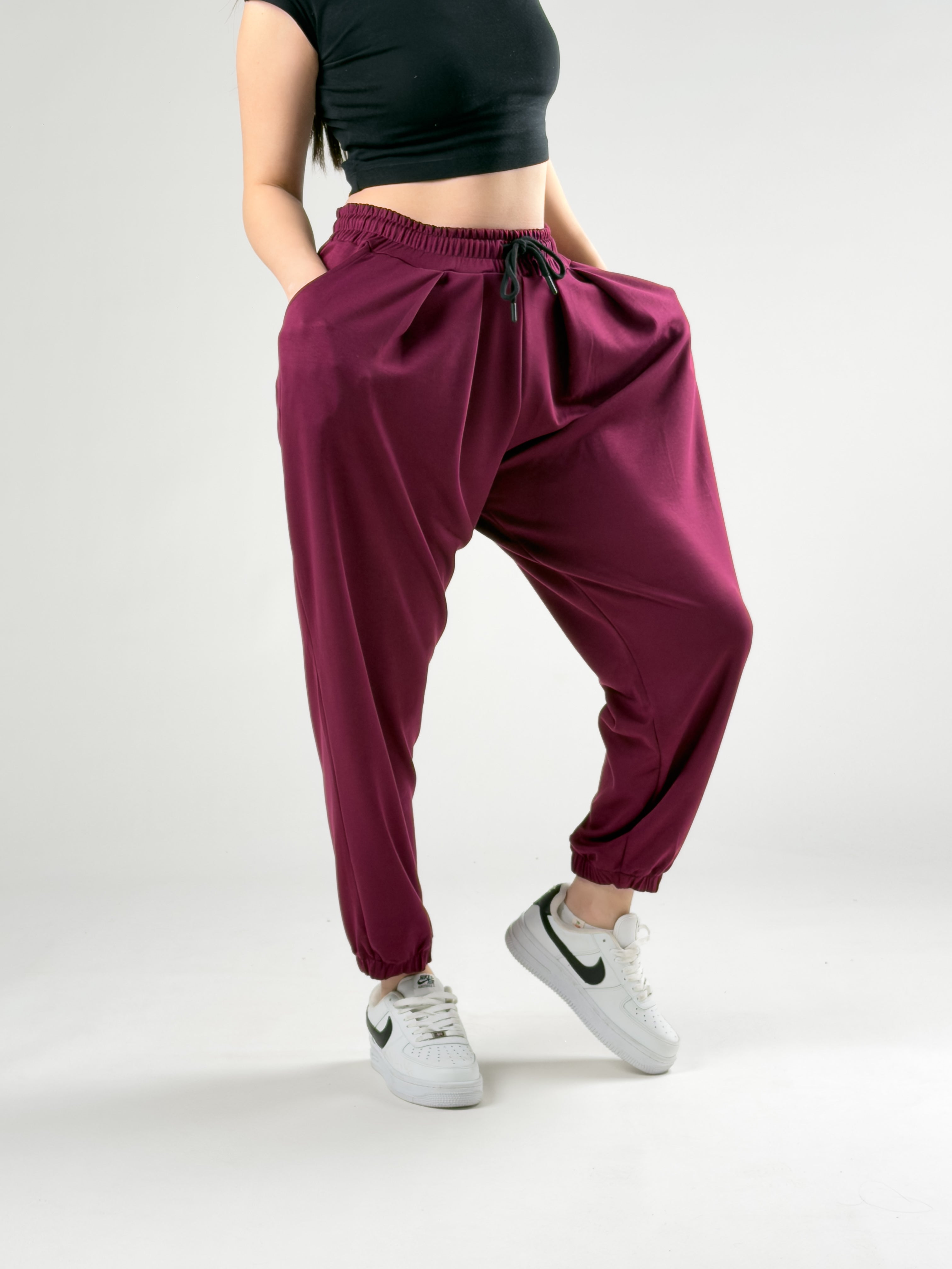 Pileli Vişne Kadın Jogger Pantolon COC2847