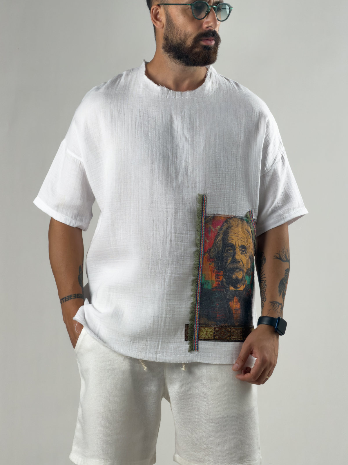 Portre Buldan Bej Erkek T-Shirt COC3265