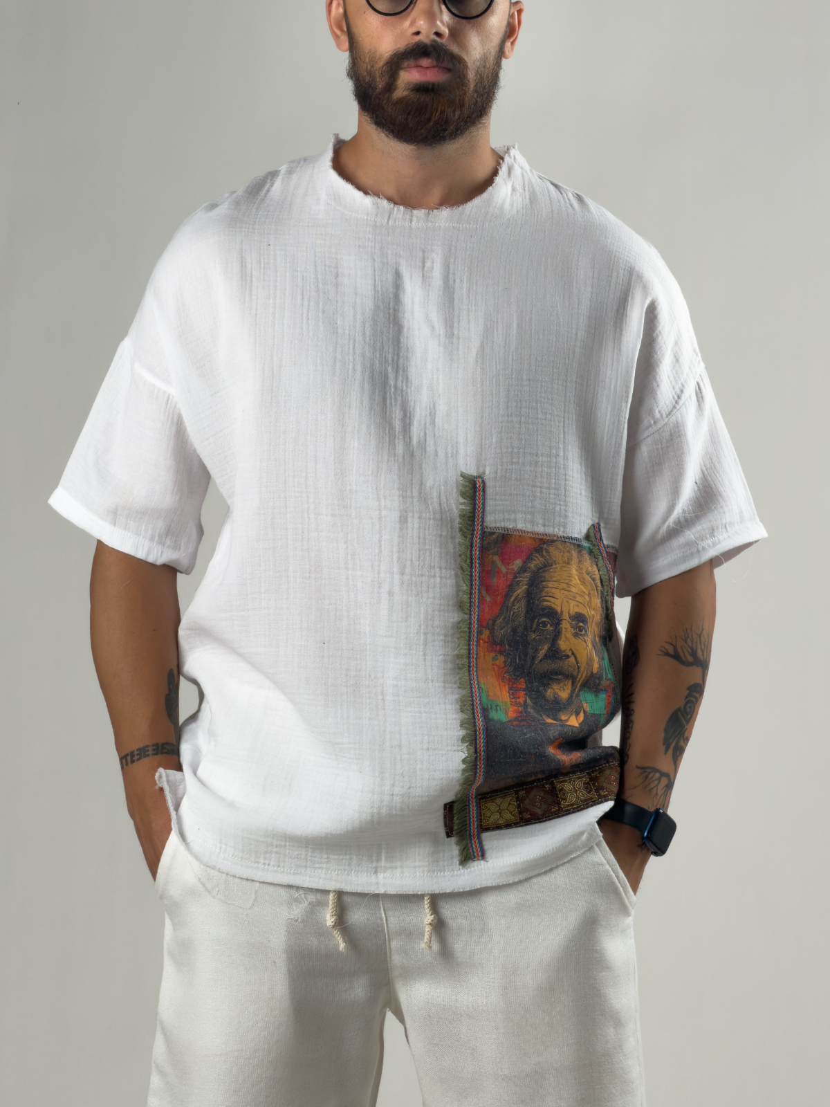 Portre Buldan Bej Erkek T-Shirt COC3265