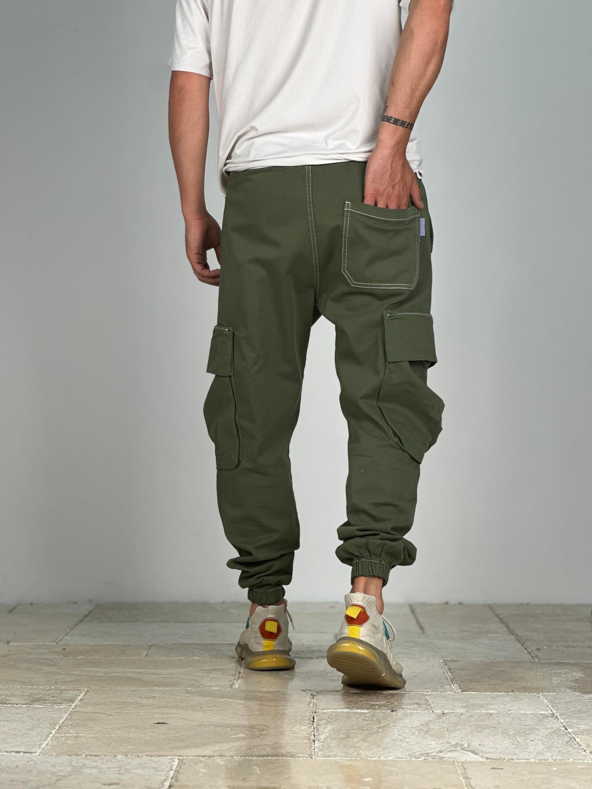 Premium Kalite Büyük Cepli Yeşil Jogger Pantolon COC1911