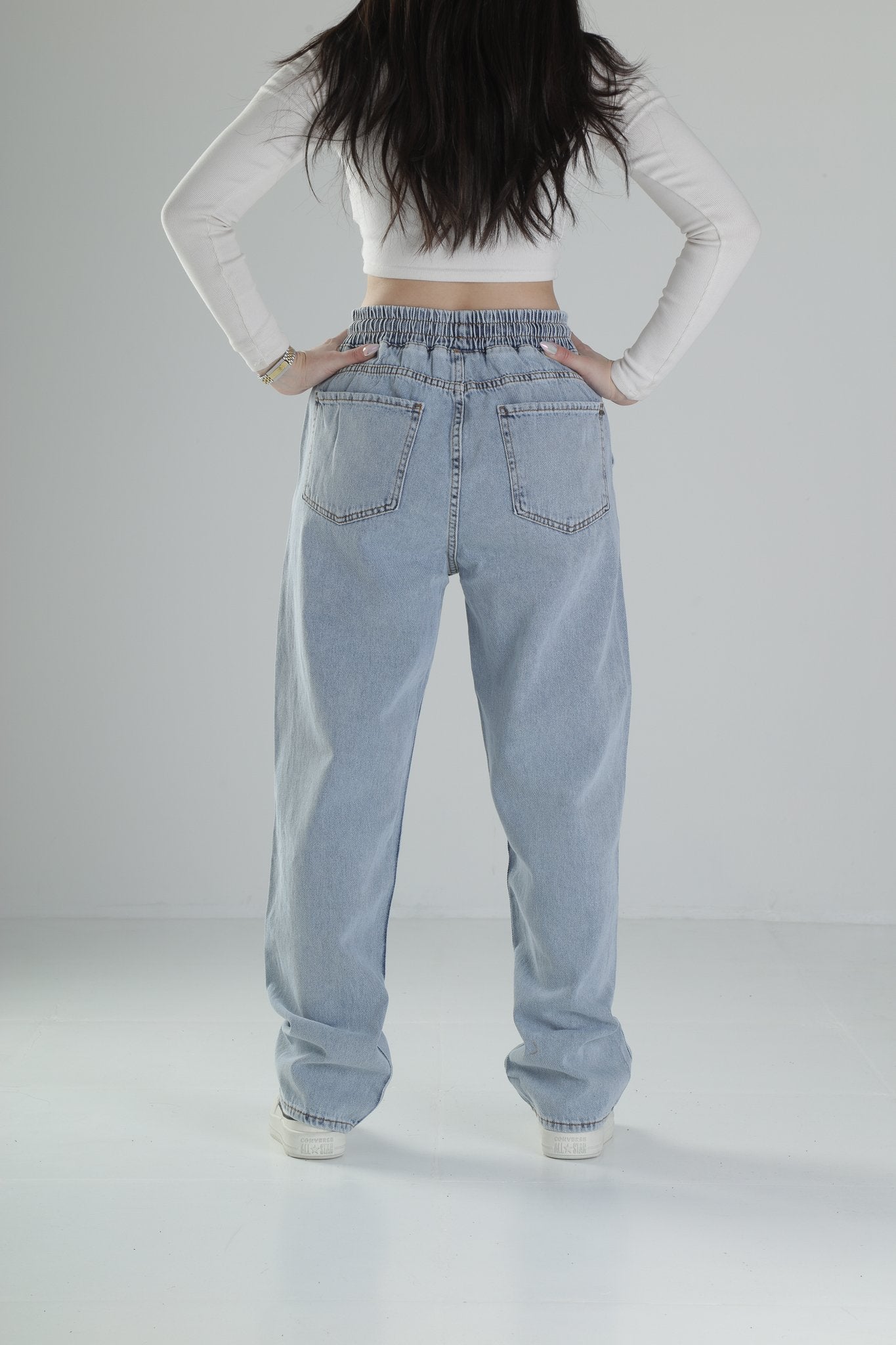 Kadın Buz Mavisi Baggy Pantolon COC1908