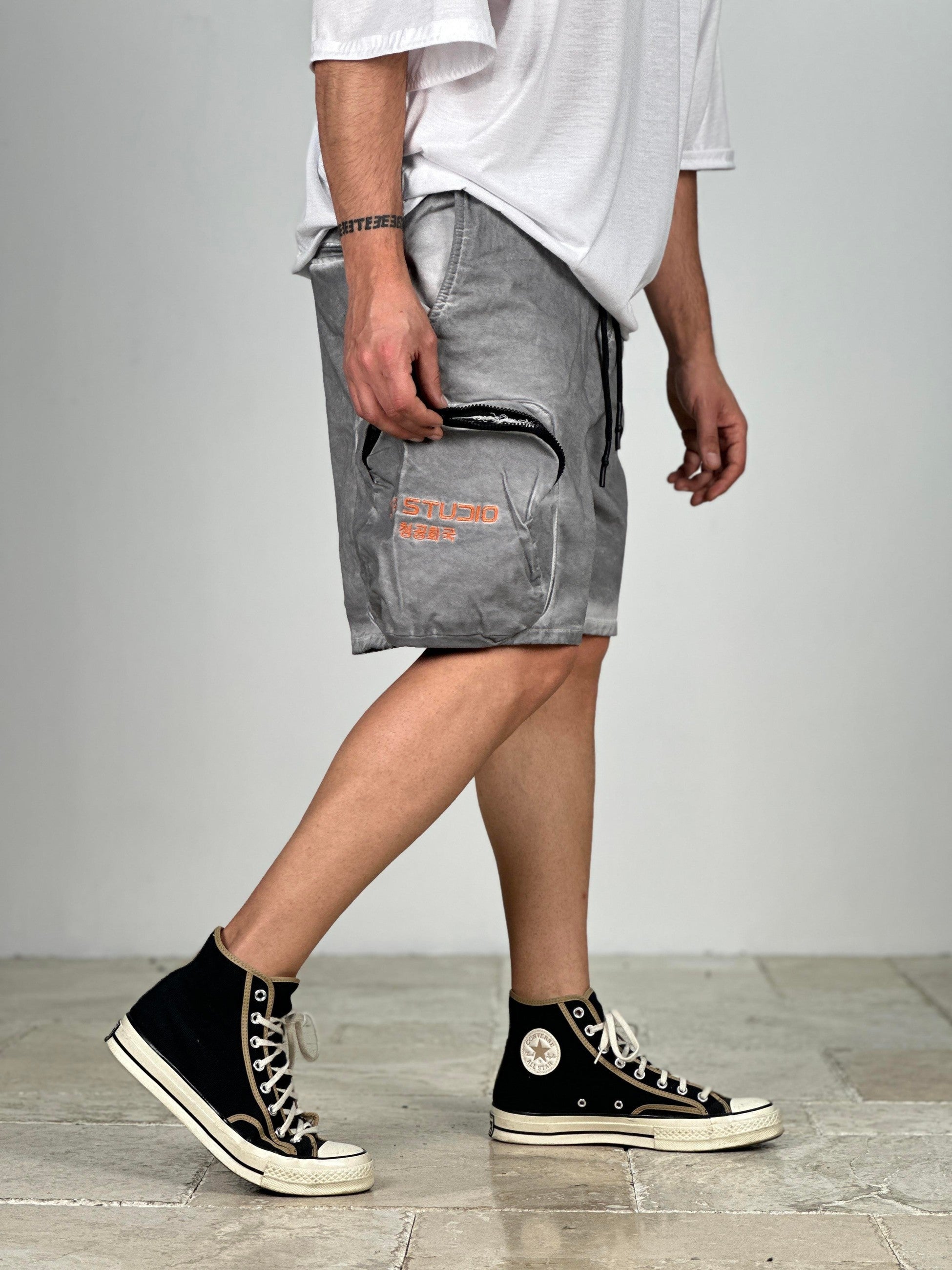 Premium Kalite Gri Gabardin Şort COC1916