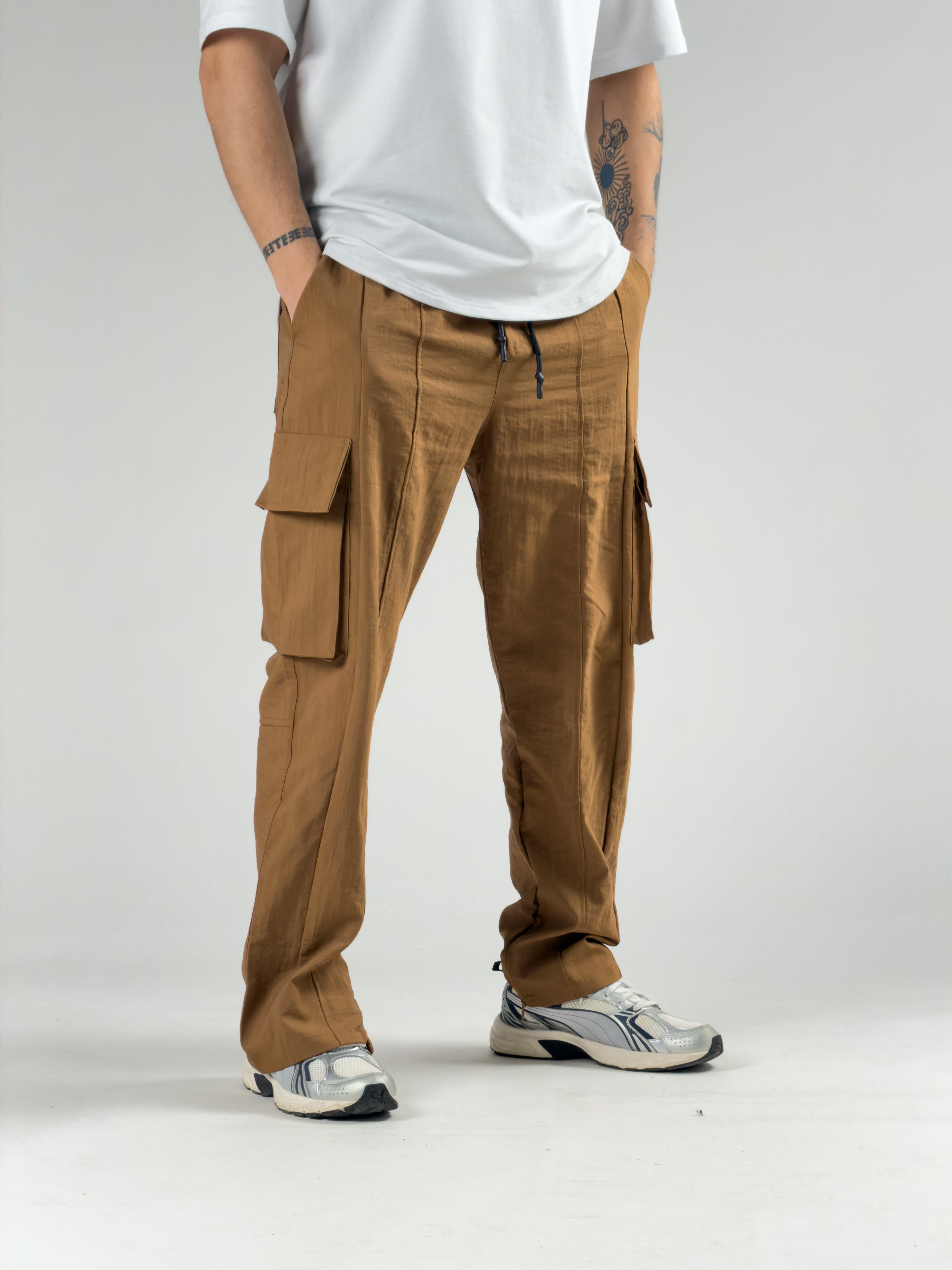 Premium Kalite Kahverengi Paraşüt Kumaş Erkek Pantolon COC2949