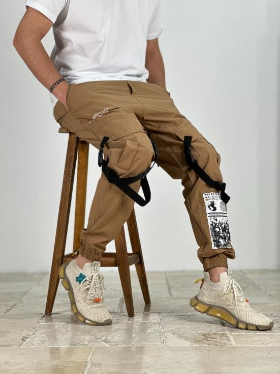 Premium Kalite Yazlık Bej Paraşüt Kumaş Jogger COC1943