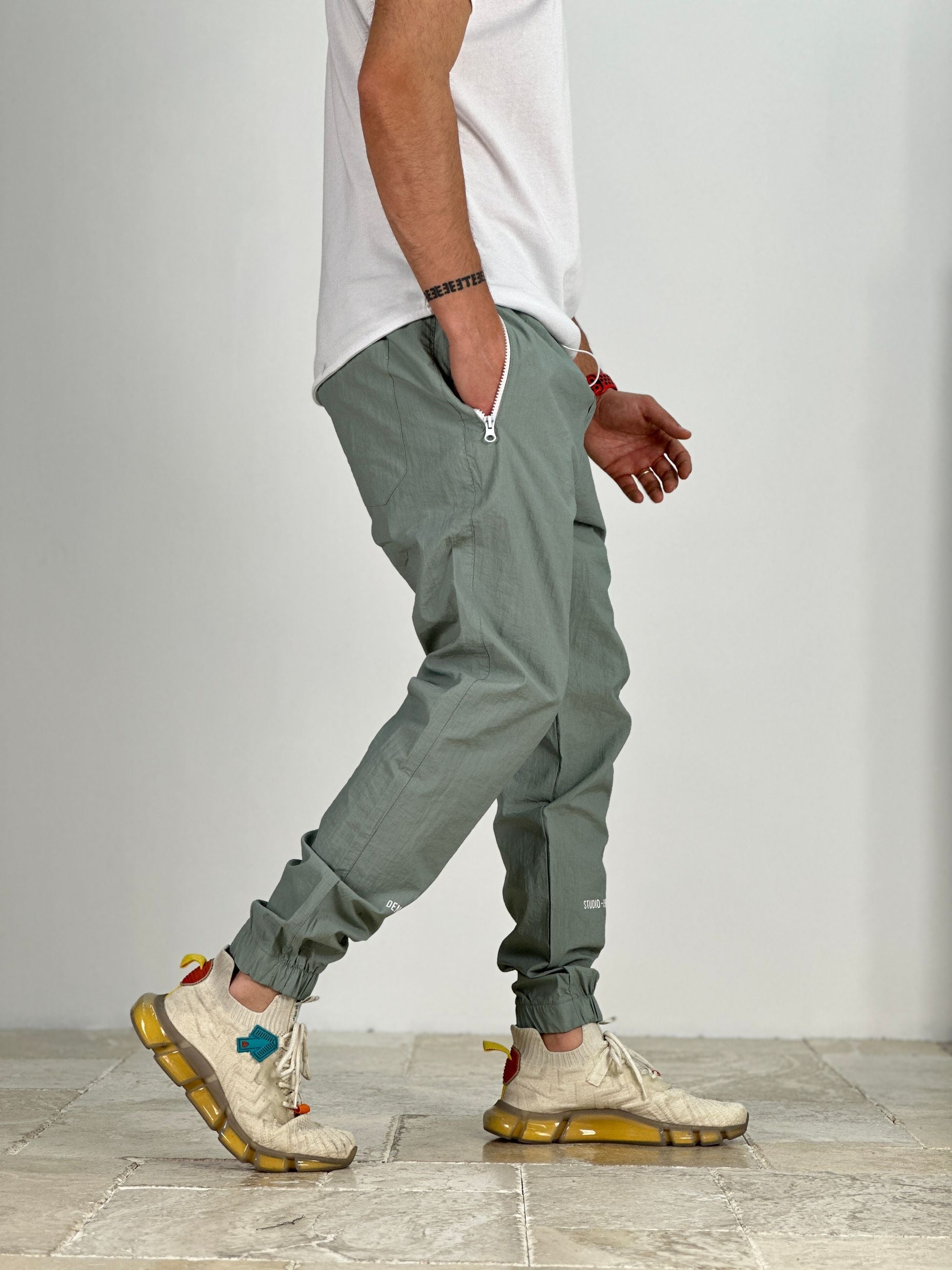 Premium Kalite Yazlık Su Yeşili Paraşüt Kumaş Jogger COC1945
