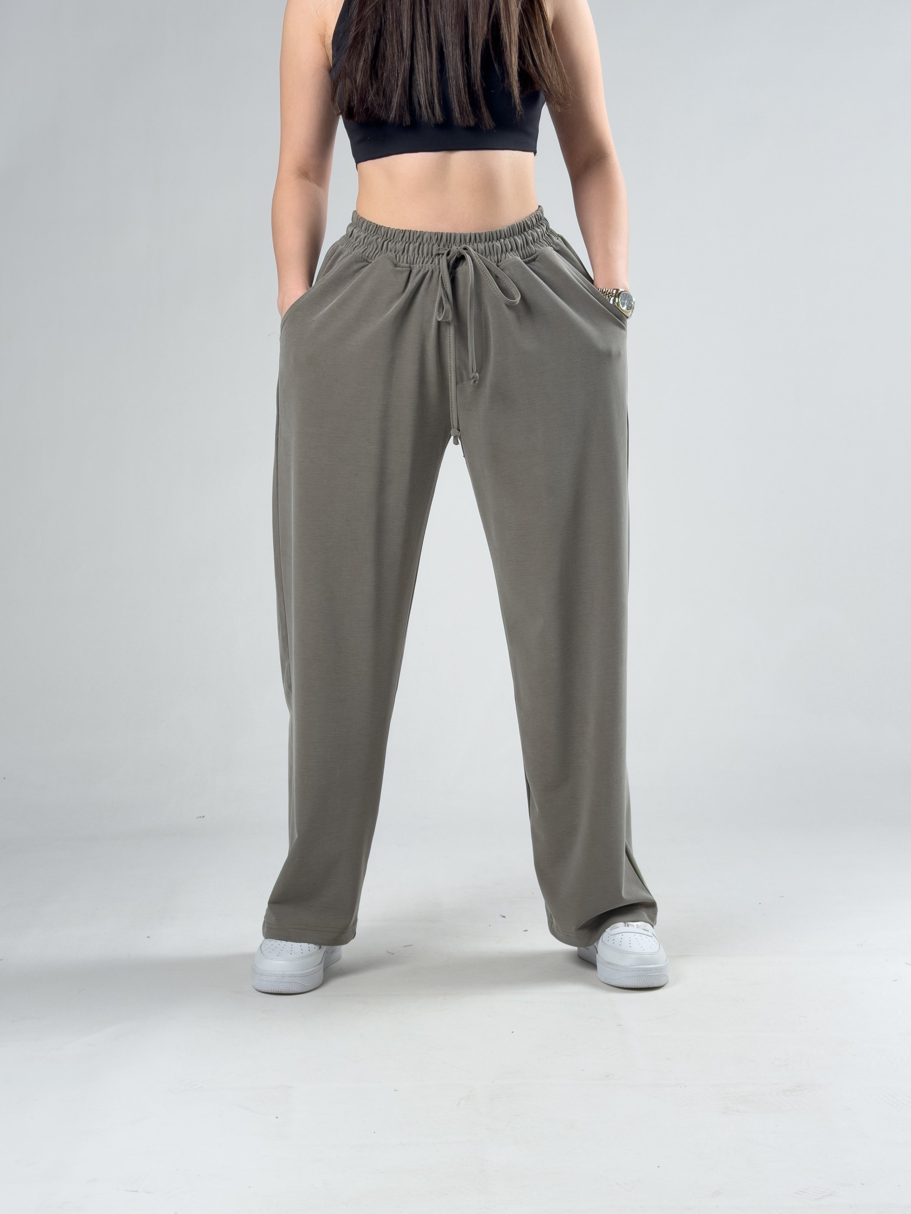 Rahat Kesim Haki Kadın Baggy Pantolon COC3099