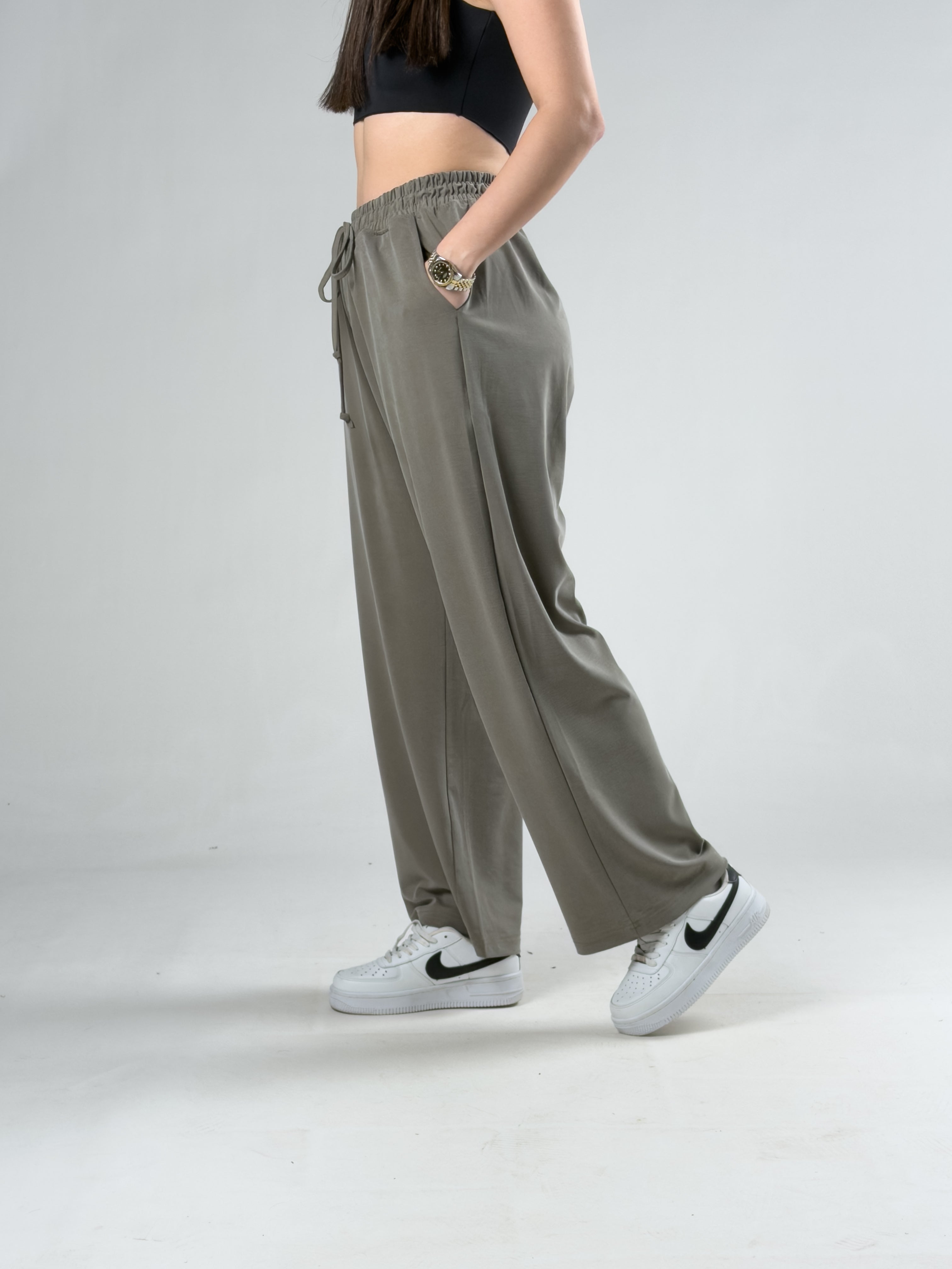 Rahat Kesim Haki Kadın Baggy Pantolon COC3099