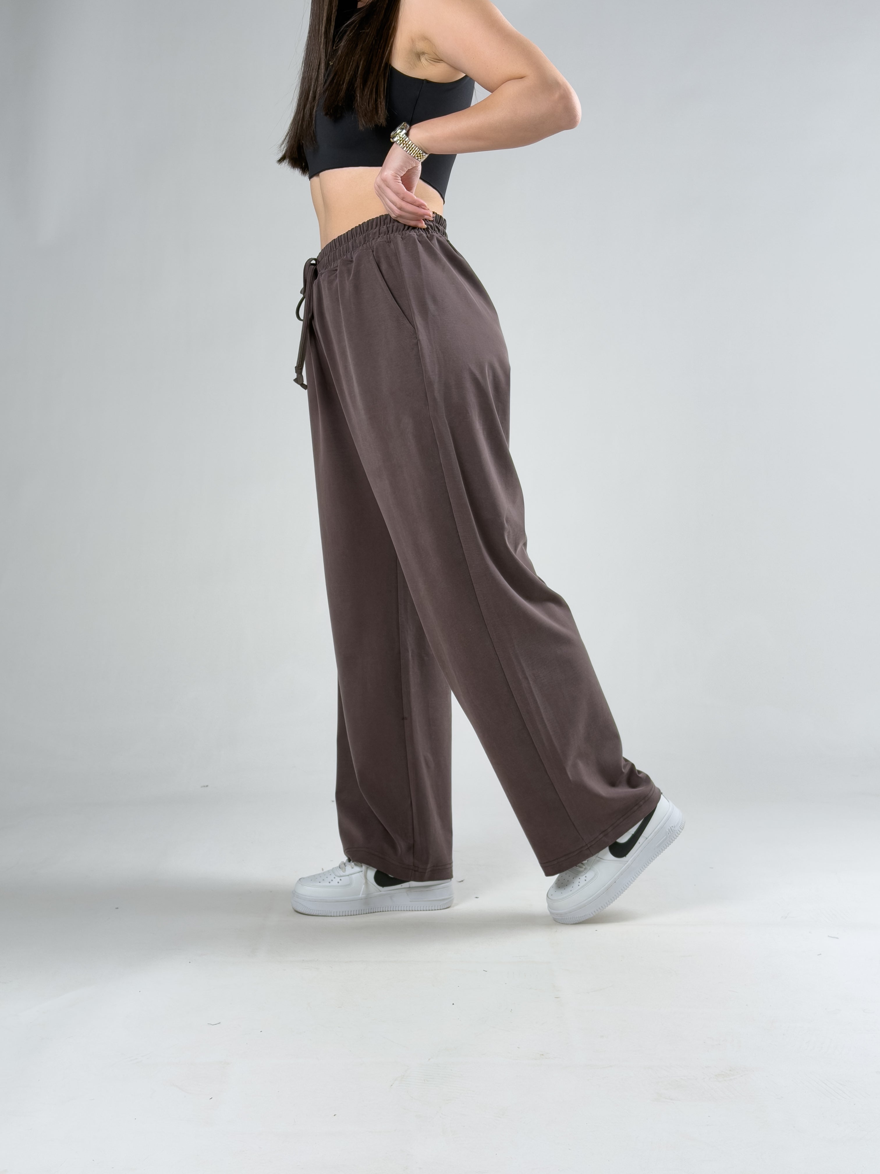 Rahat Kesim Kahverengi Kadın Baggy Pantolon COC3103