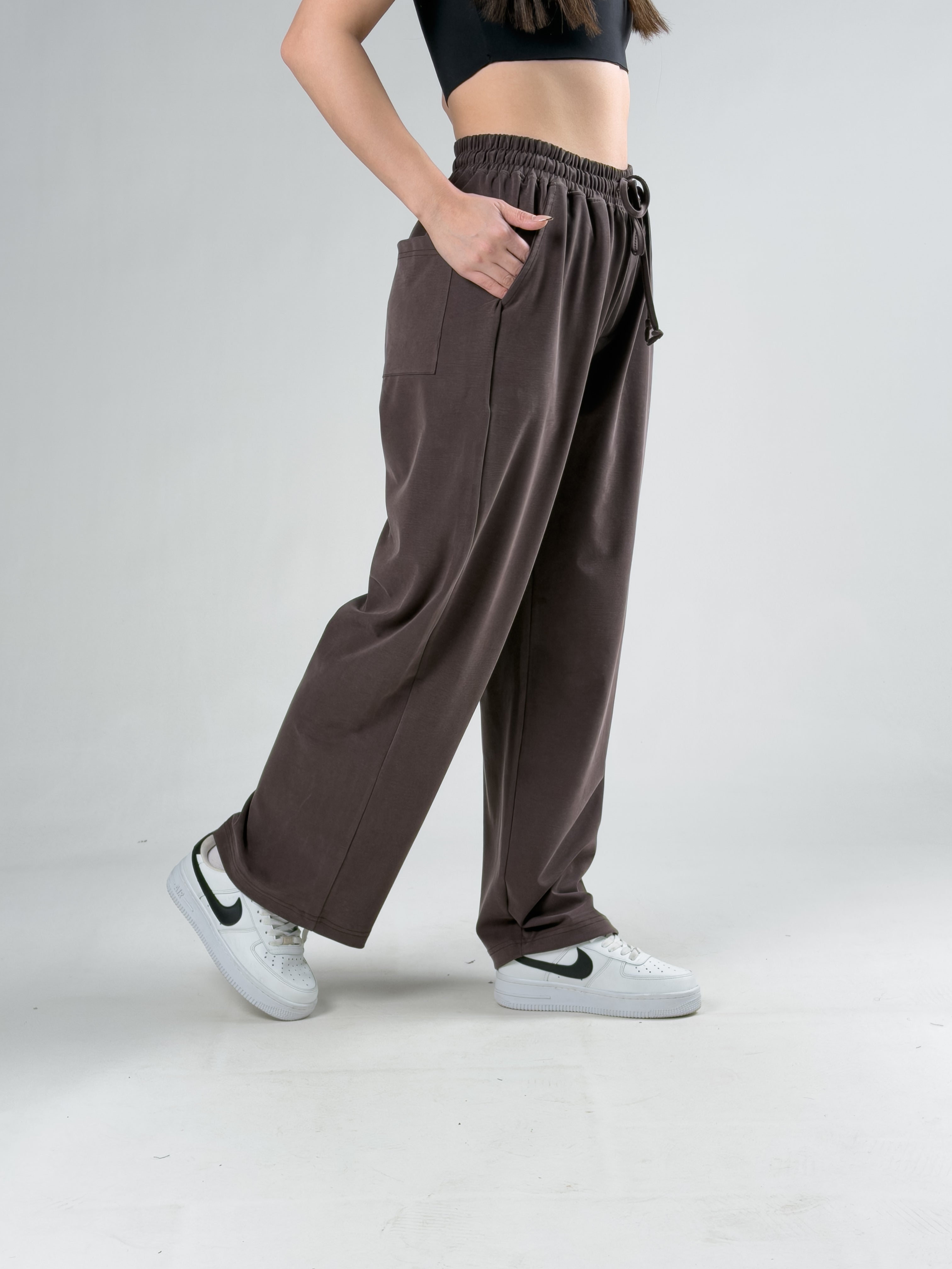 Rahat Kesim Kahverengi Kadın Baggy Pantolon COC3103