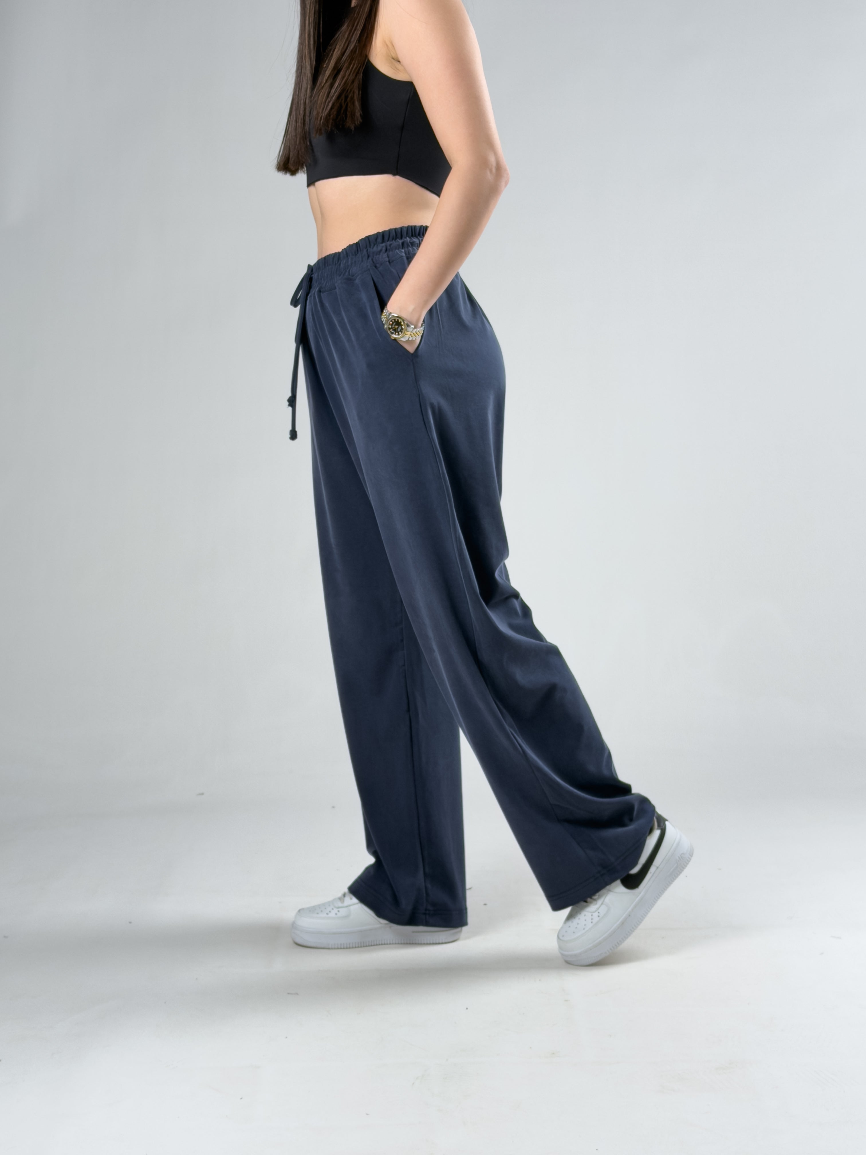 Rahat Kesim Lacivert Kadın Baggy Pantolon COC3102