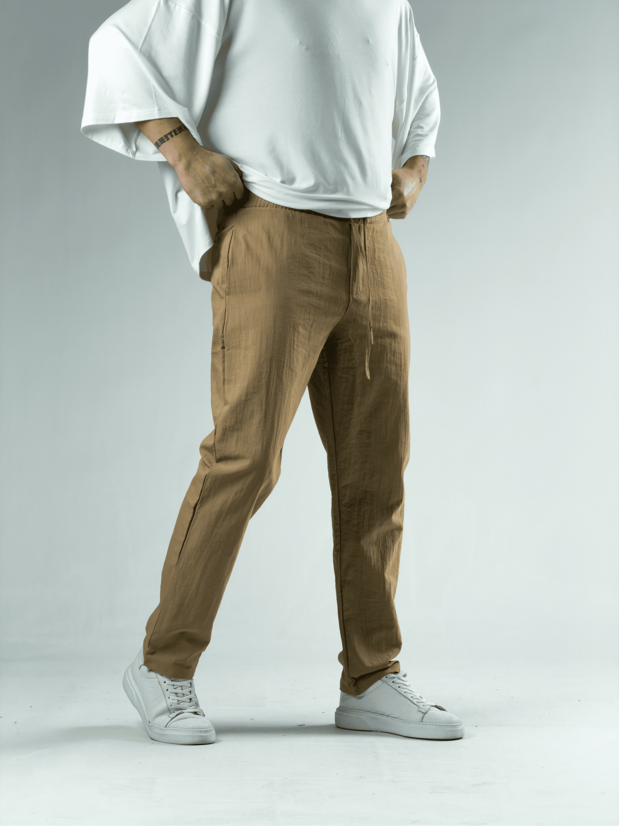 Regular Paraşüt Kumaş Kahve Erkek Pantolon COC3166