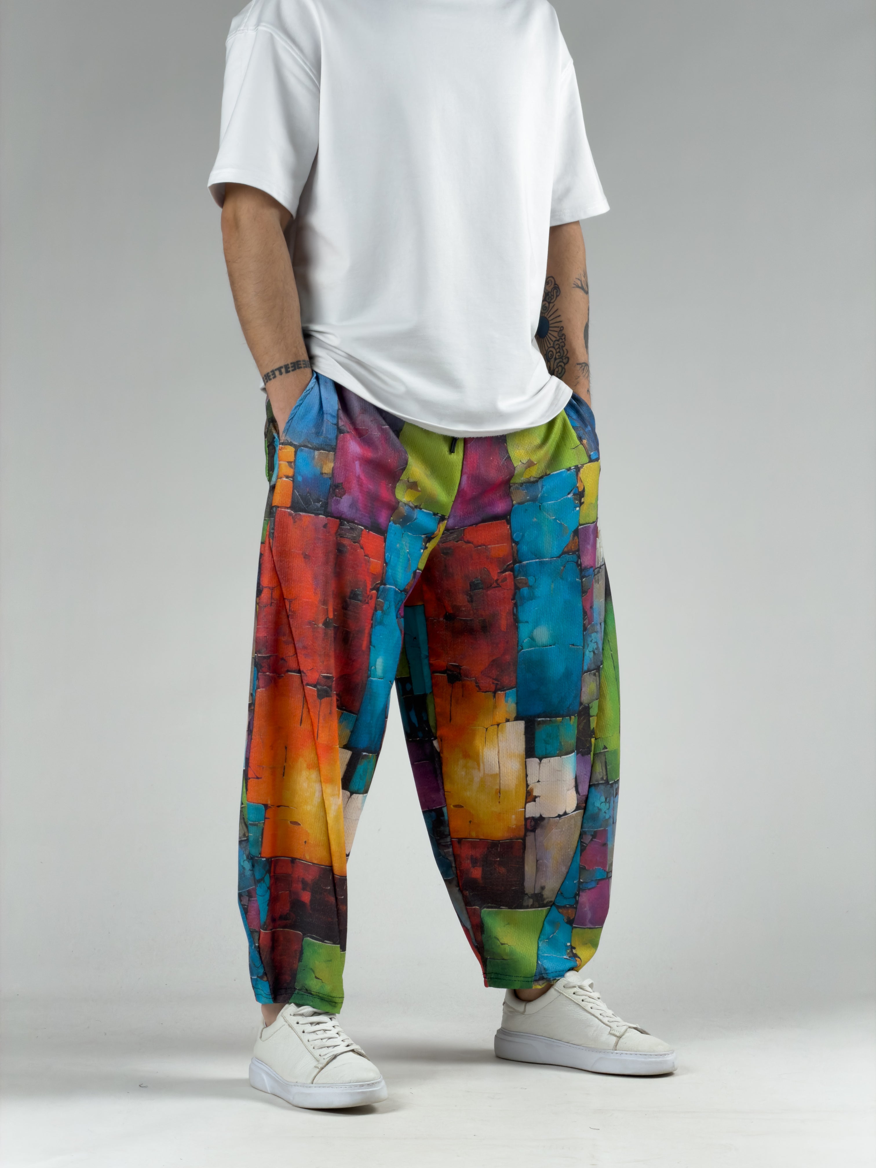 Renkli Patchwork Erkek Pantolon COC3046