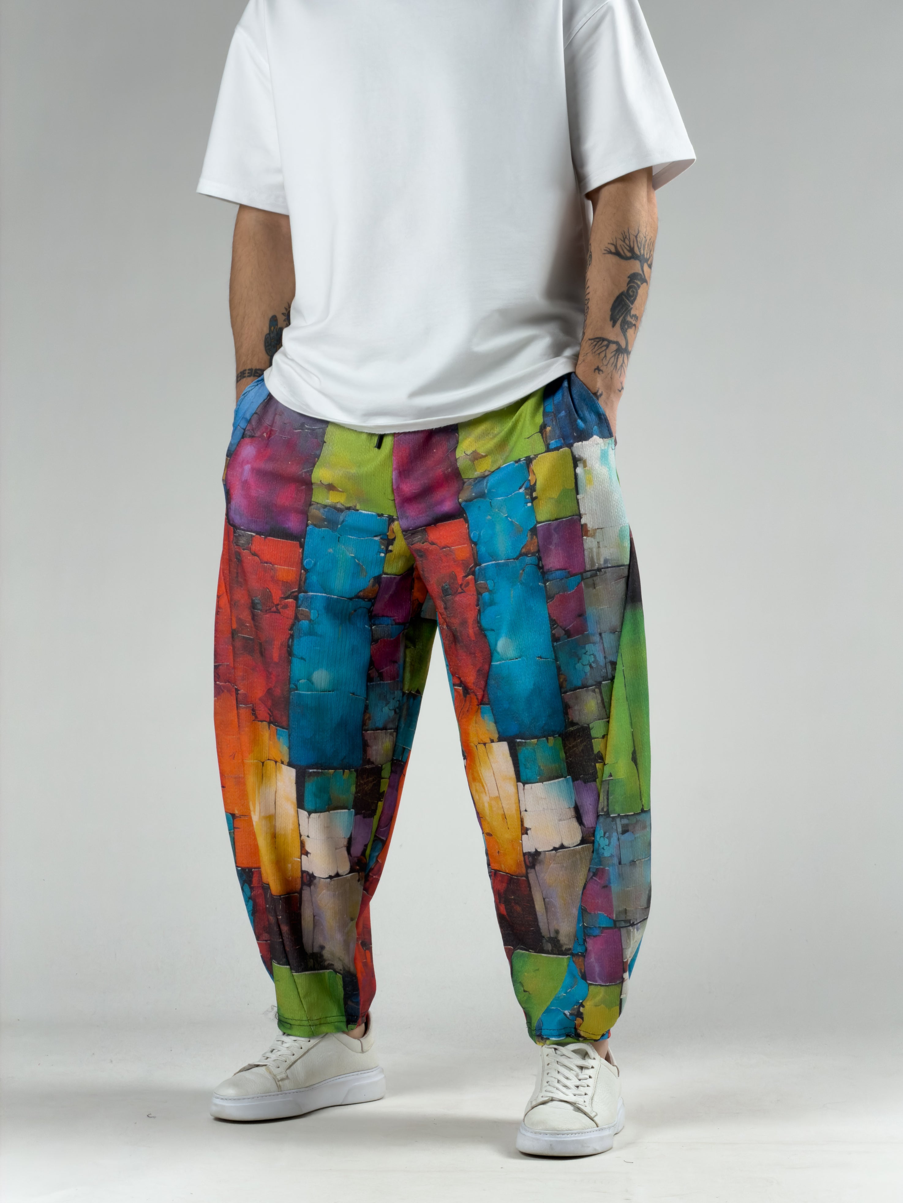 Renkli Patchwork Erkek Pantolon COC3046