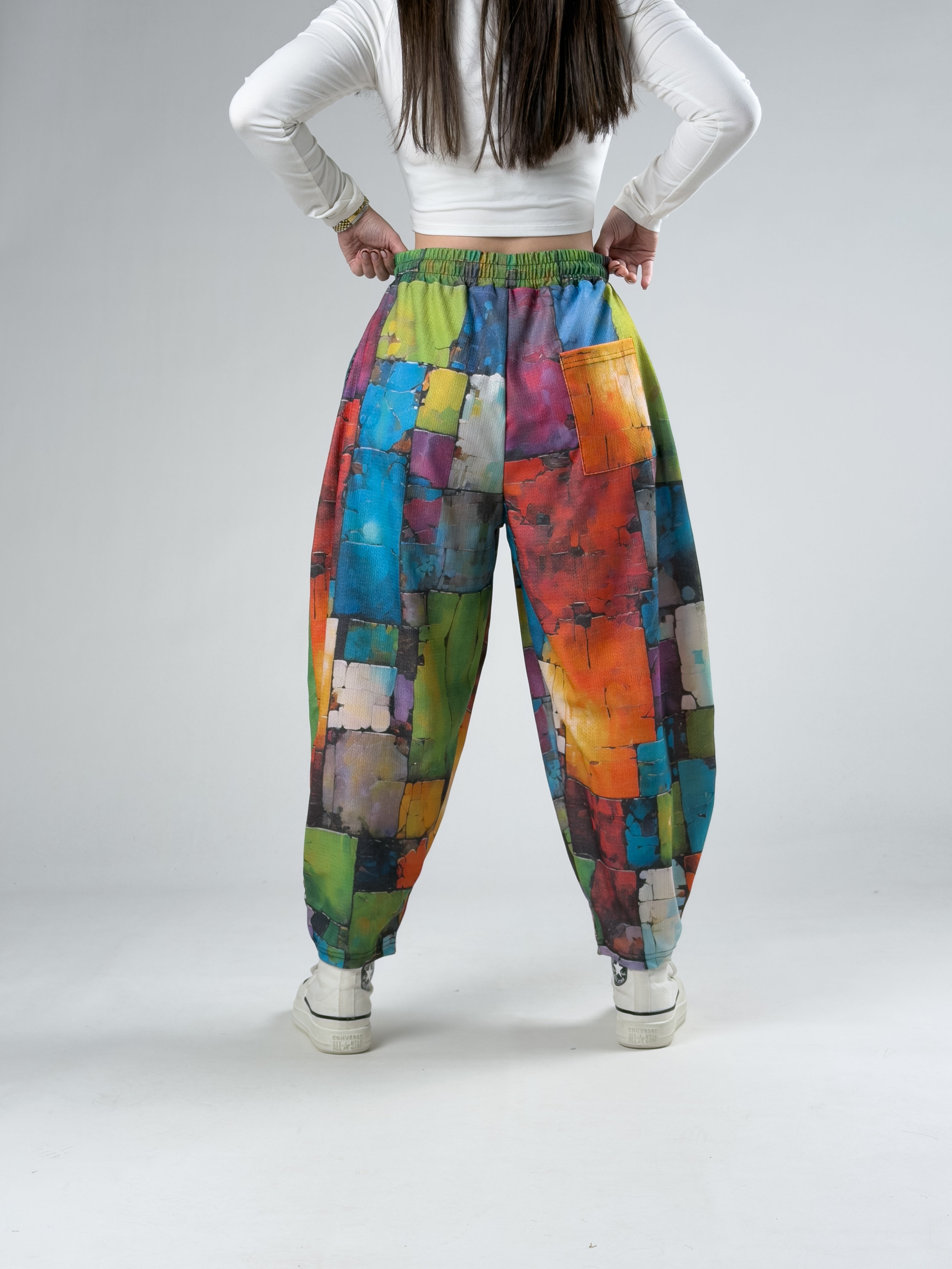 Renkli Patchwork Kadın Pantolon COC2956