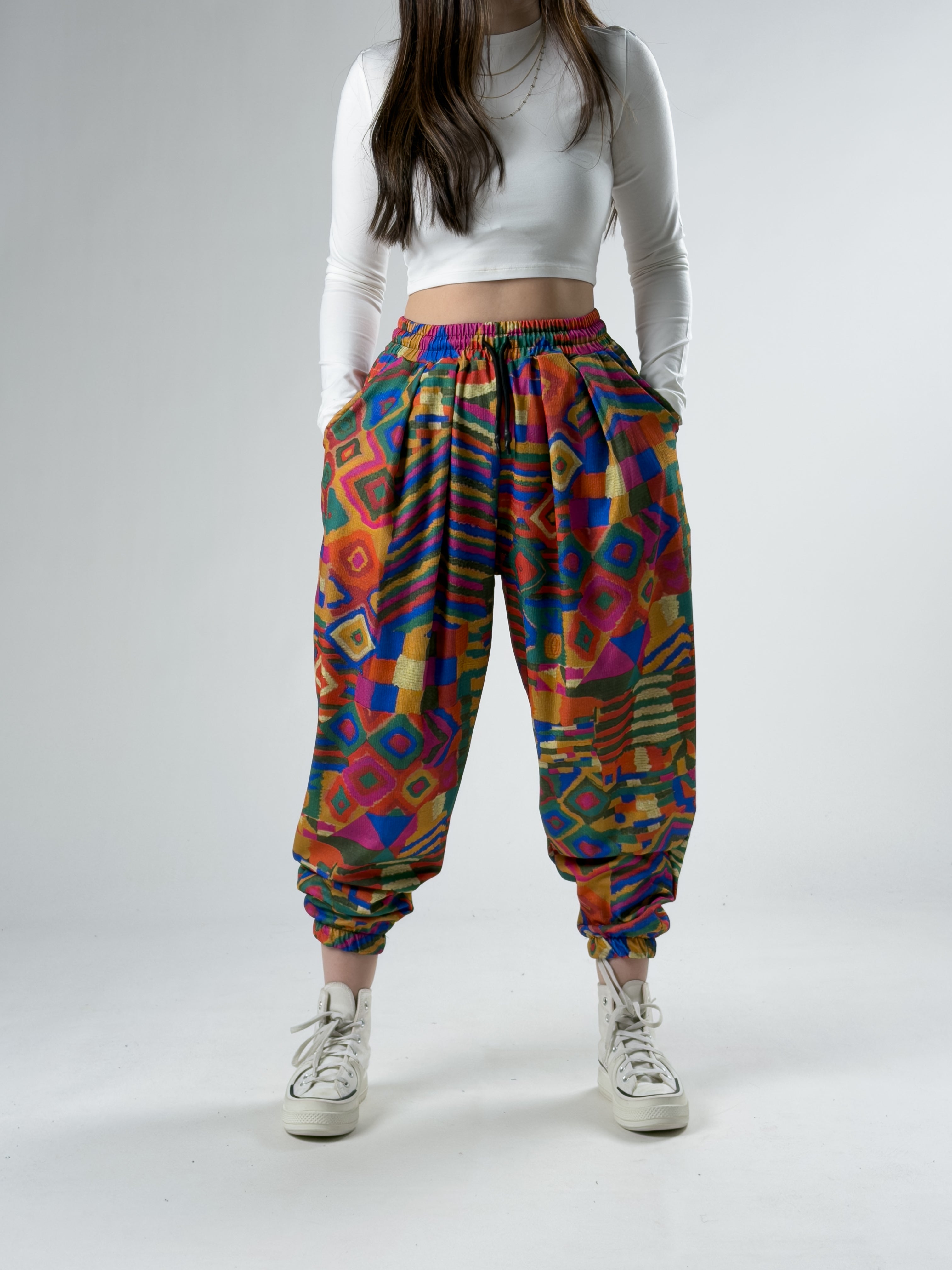 Retro Desenli Kadın Jogger Pantolon COC2927