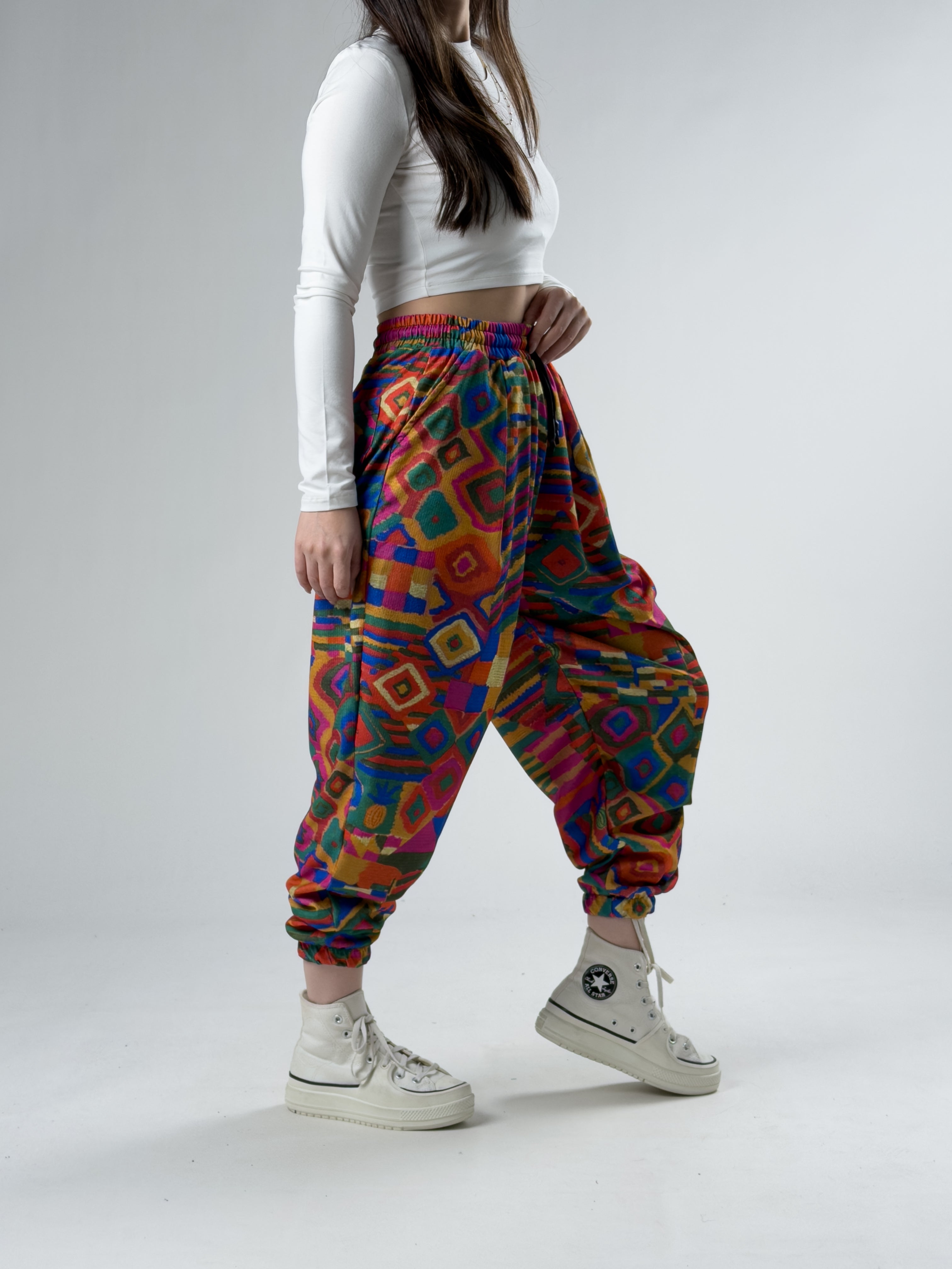 Retro Desenli Kadın Jogger Pantolon COC2927