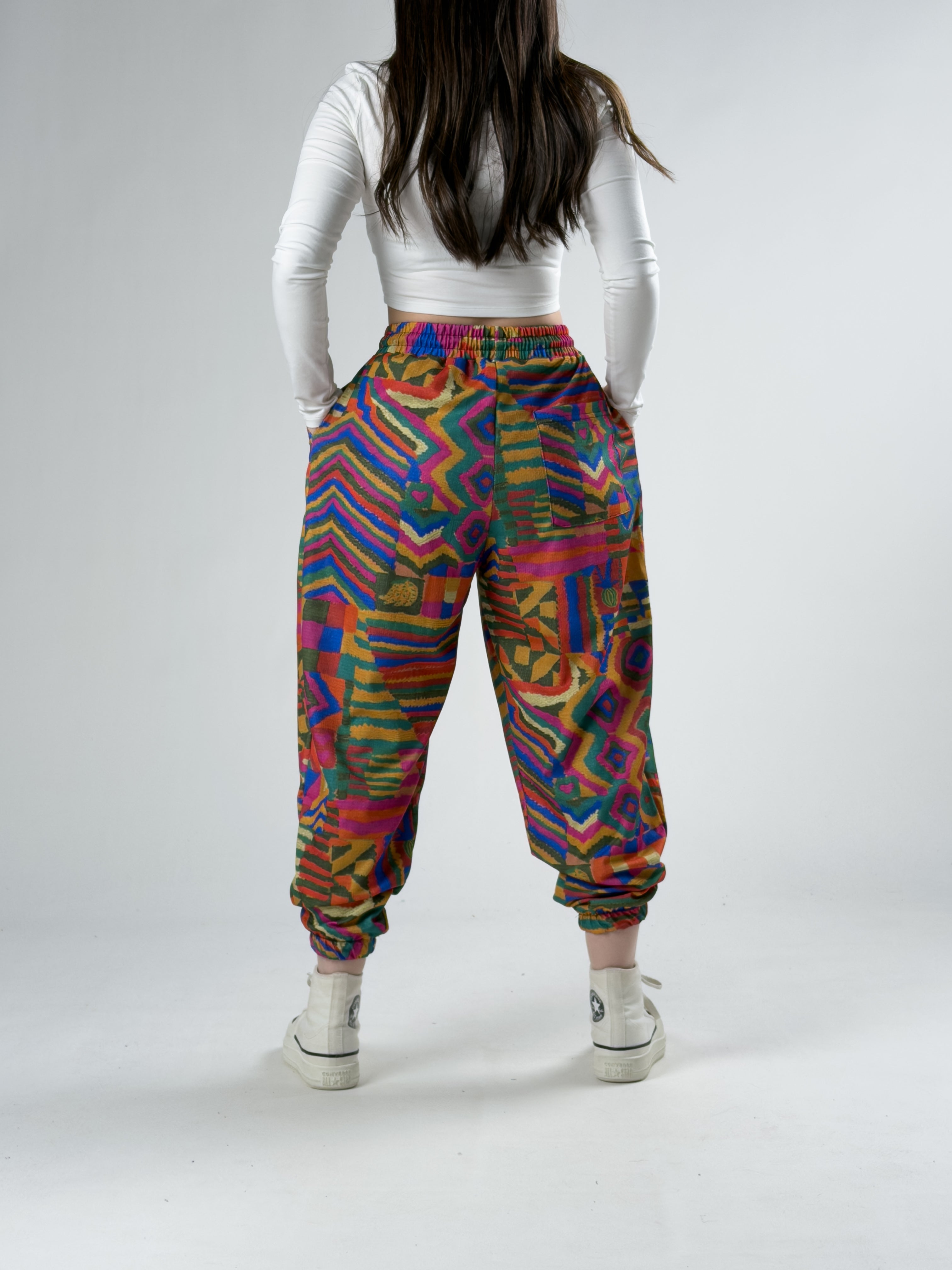 Retro Desenli Kadın Jogger Pantolon COC2927