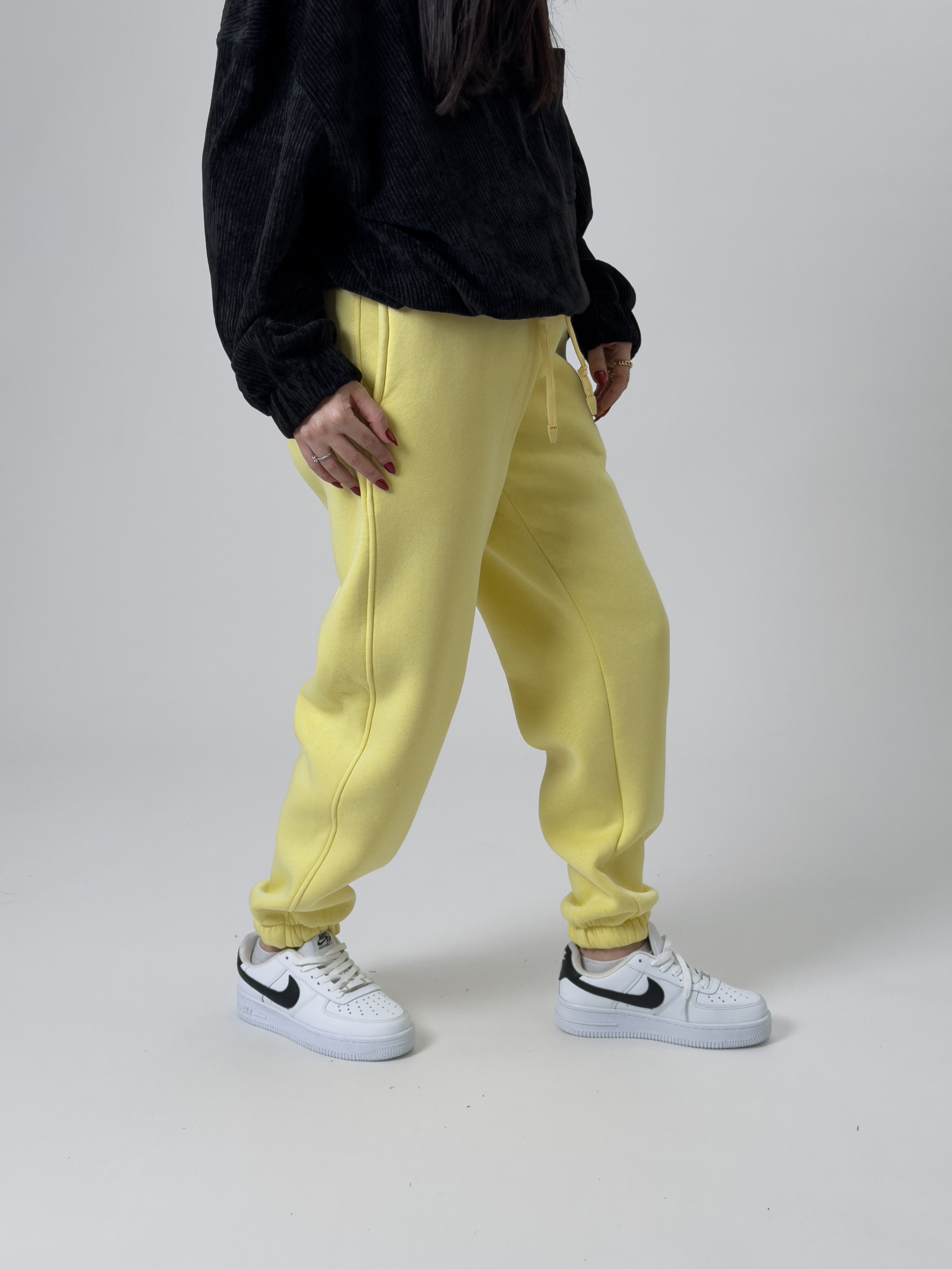 Şardonlu Sarı Kadın Jogger Eşofman COC2542