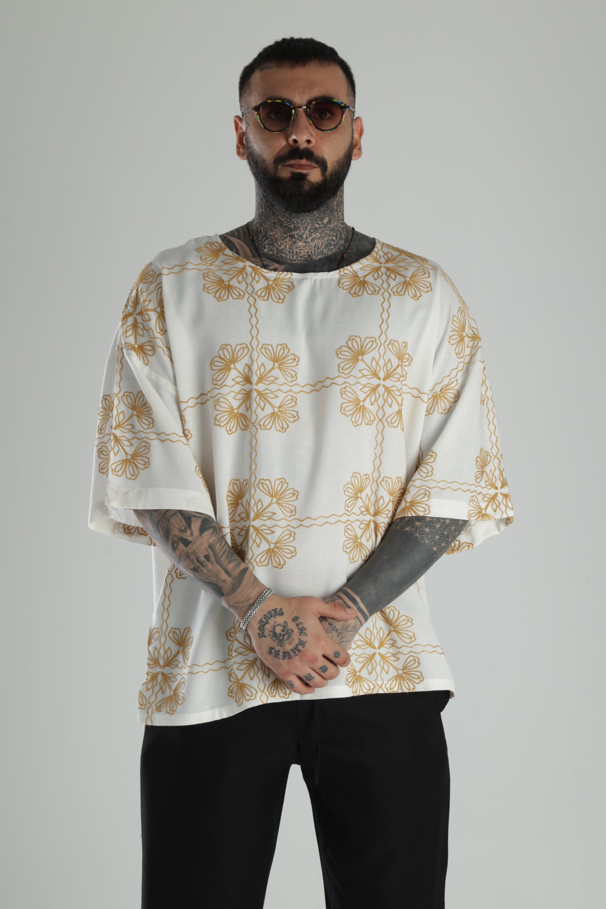Sarı Nakış İşlemeli Oversize T-Shirt COC1474