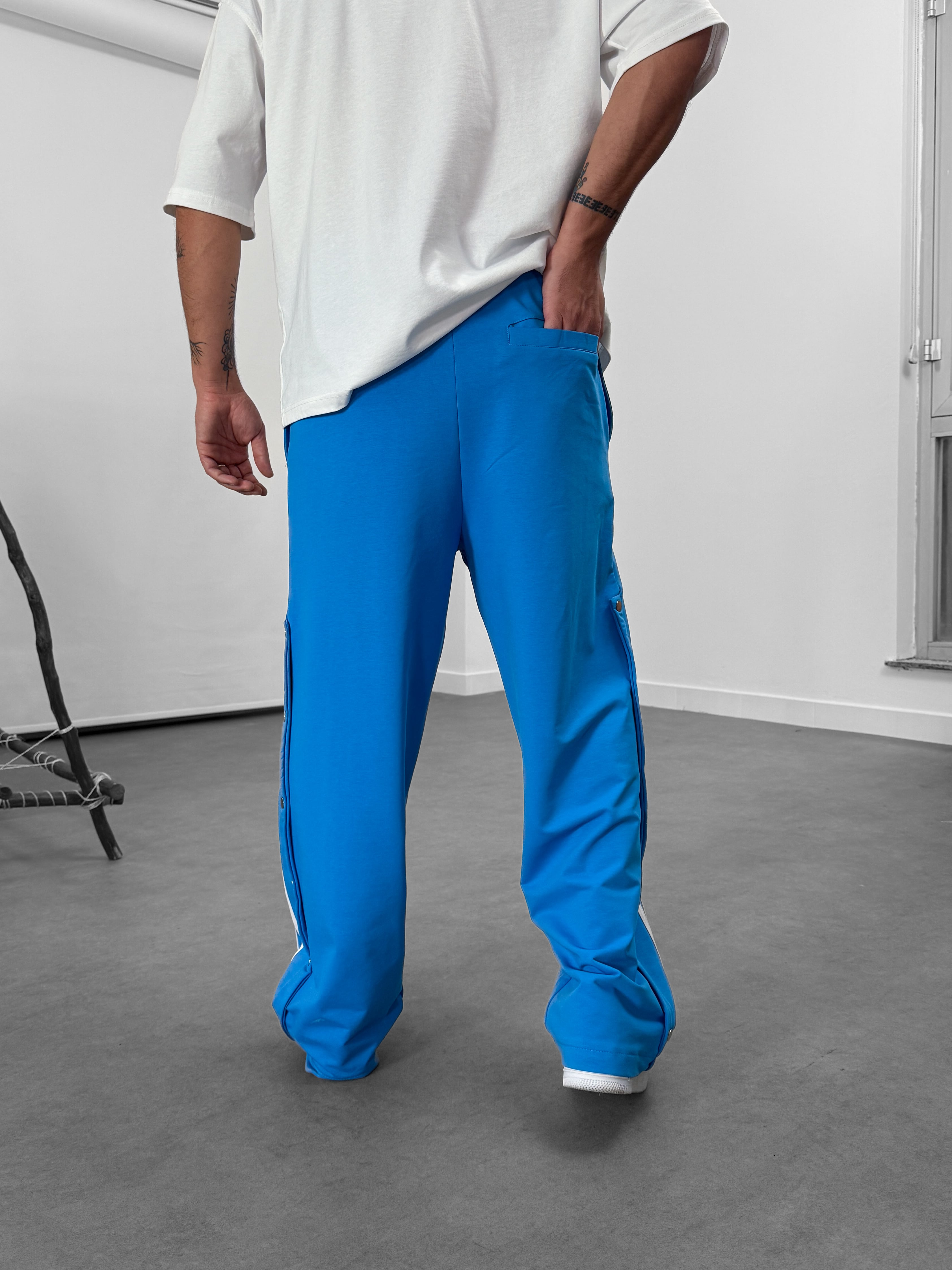 Şeritli Mavi Erkek Baggy Pantolon COC1061
