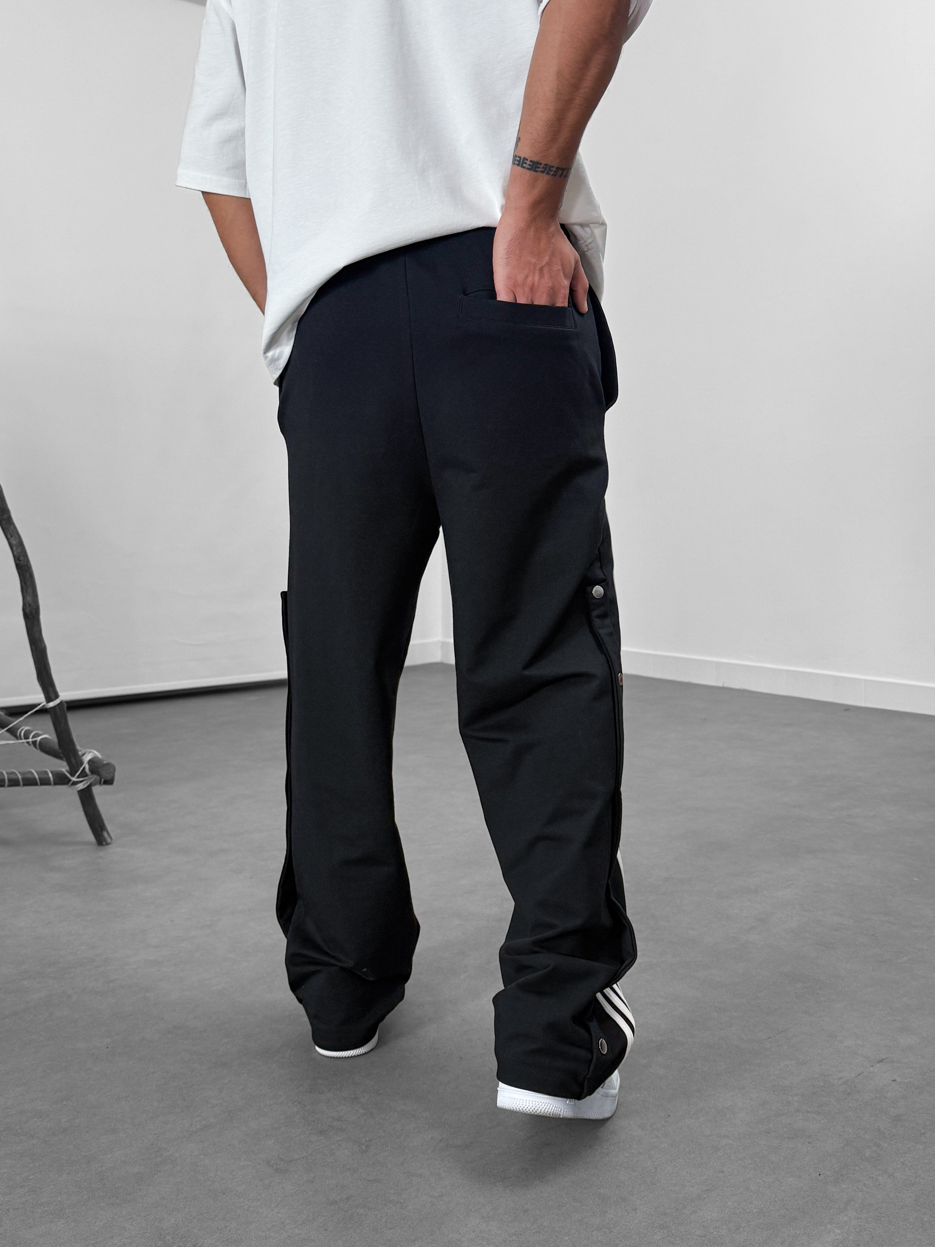 Şeritli Siyah Erkek Baggy Pantolon COC1062