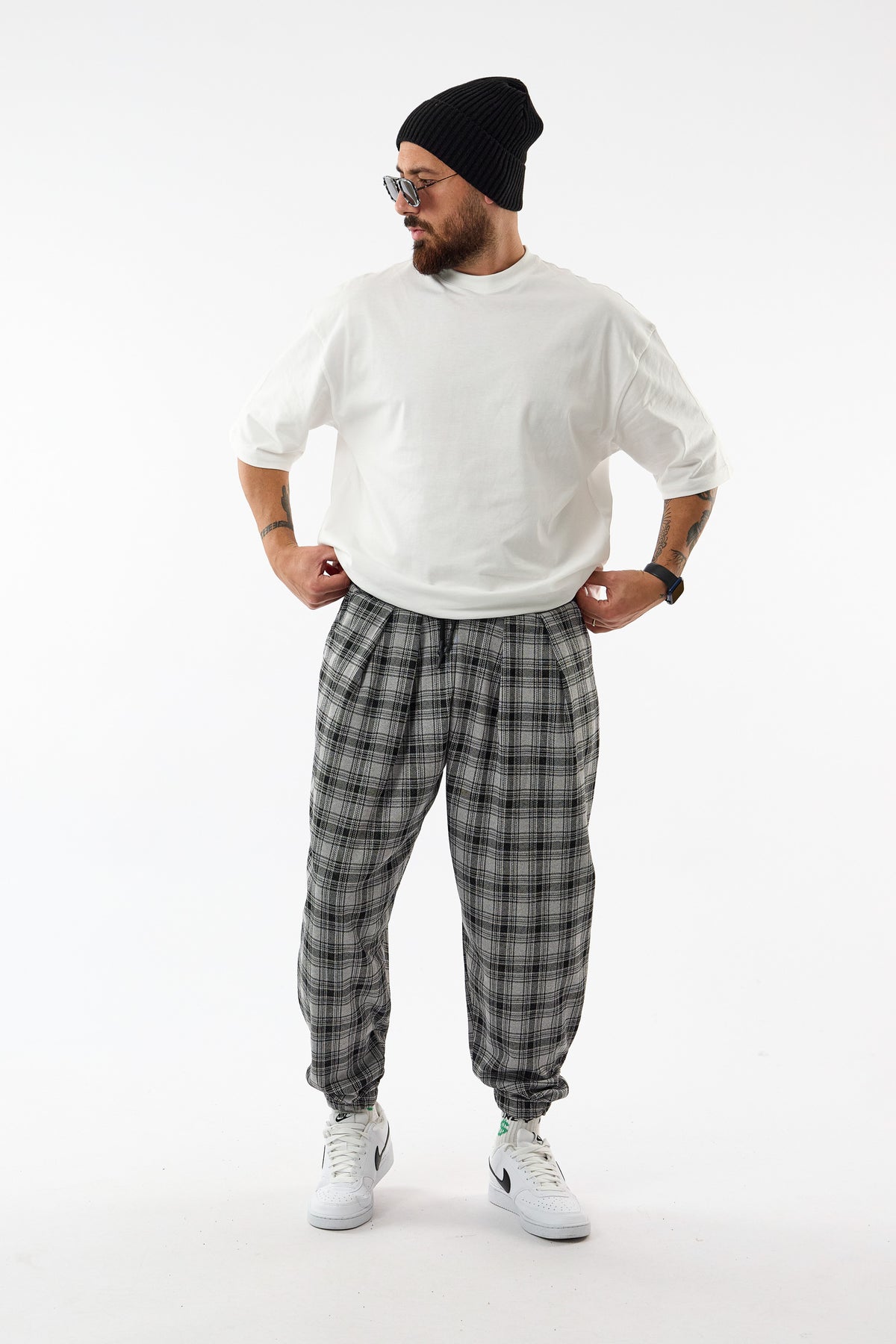Siena Ekose Gri Şalvar Erkek Pantolon COC3694